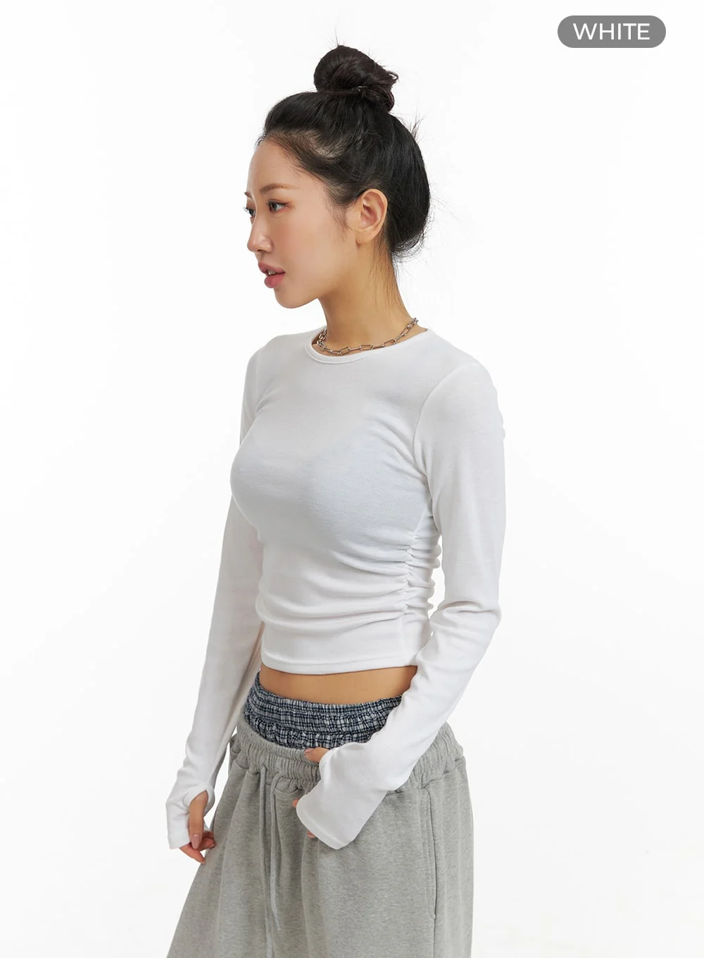 Solid Long Sleeve Crop Top CM408 - Image 7