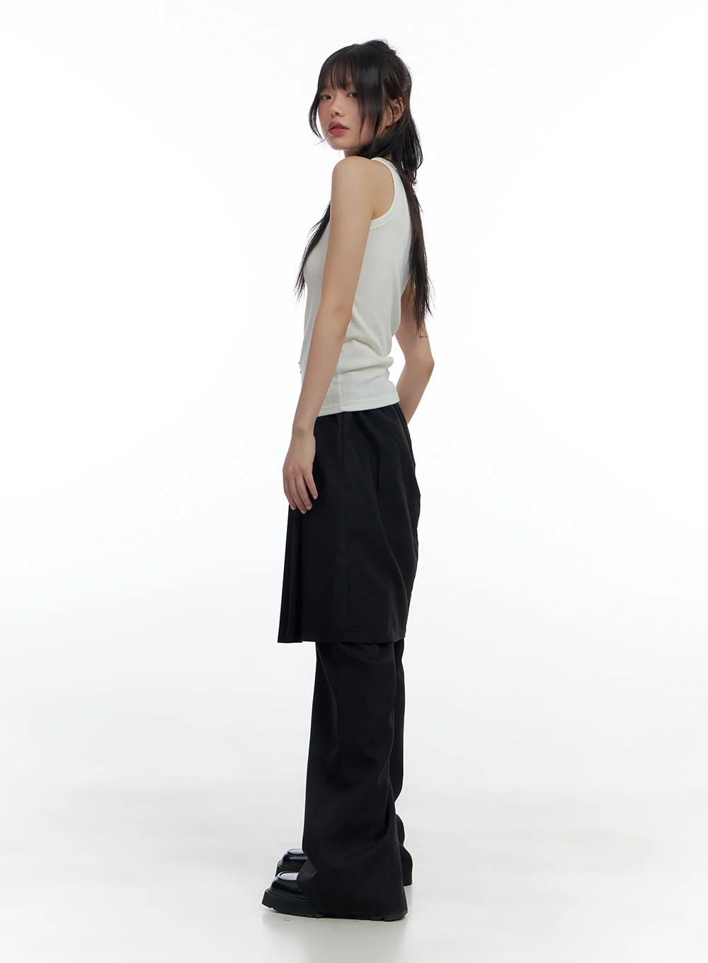 Solid Pleated Midi Skirt Bottoms CS420 - Image 5