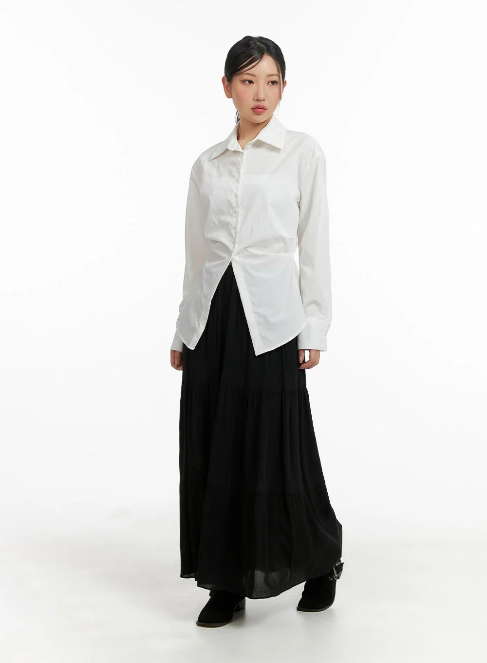 Solid Ruffle Maxi Skirt CM421 - Image 2