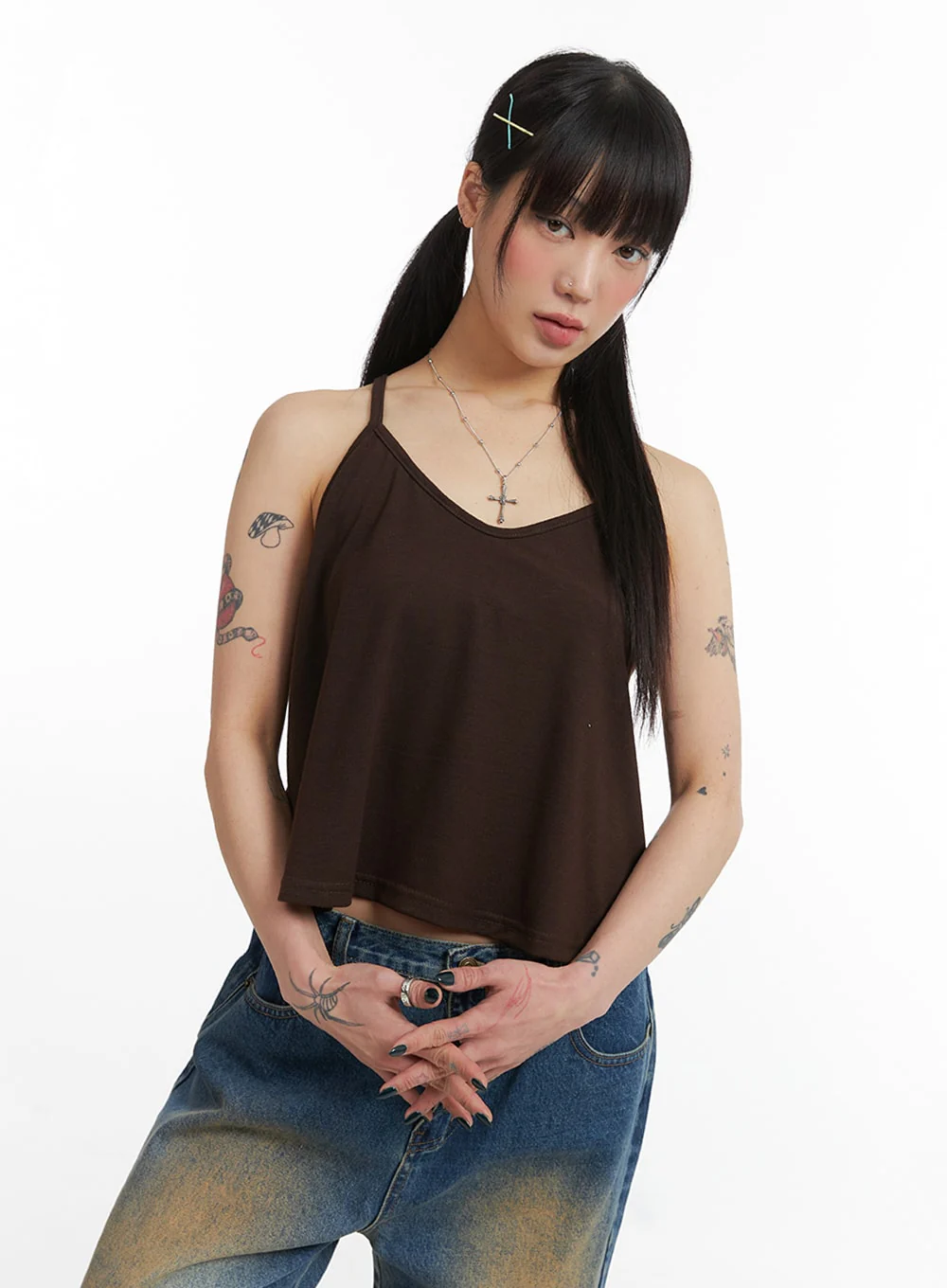 Solid V-Neck Cami Top IJ411 - Image 5