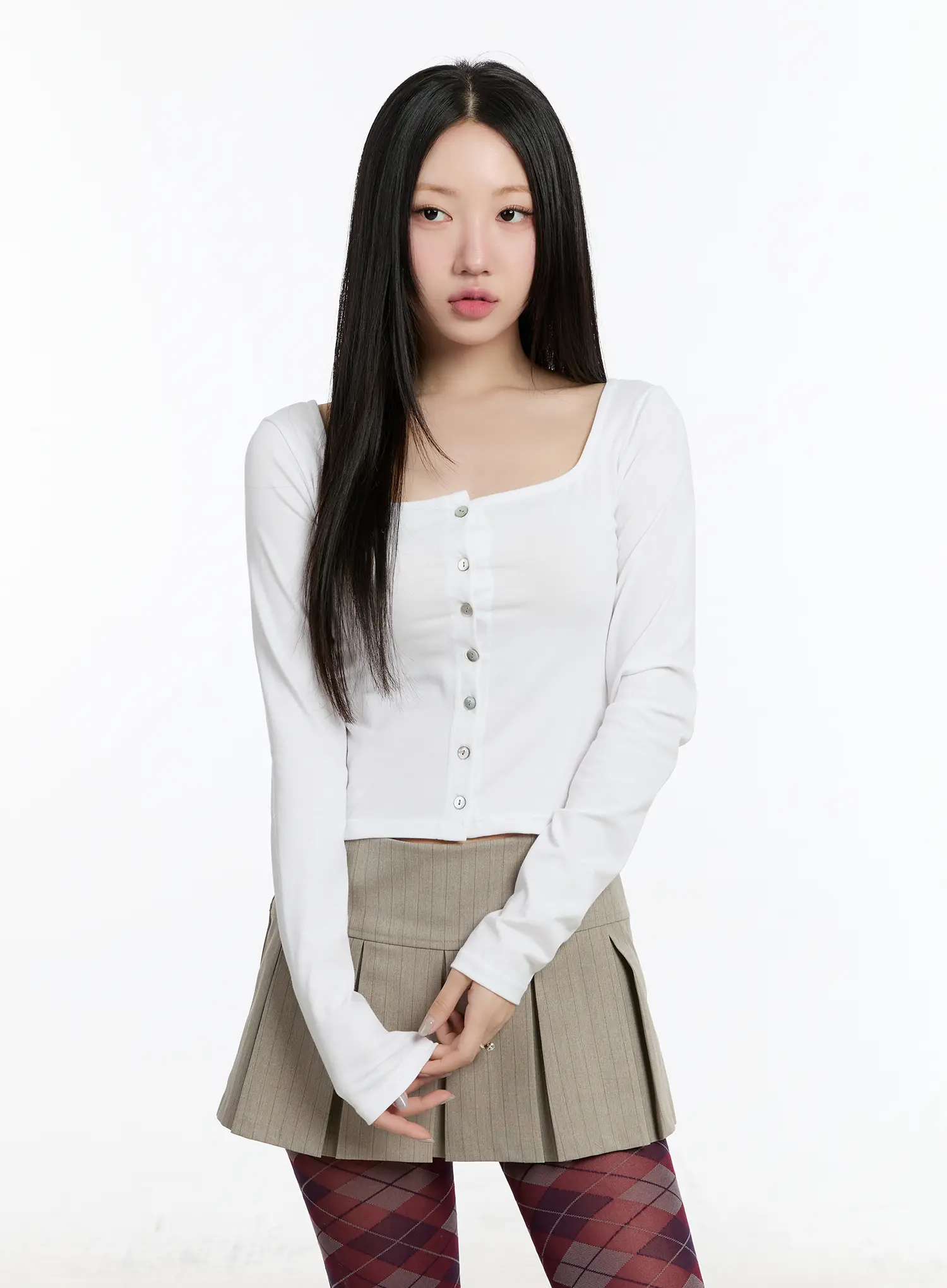 Square Neck Button-Up Crop Cardigan CM511 - Image 11