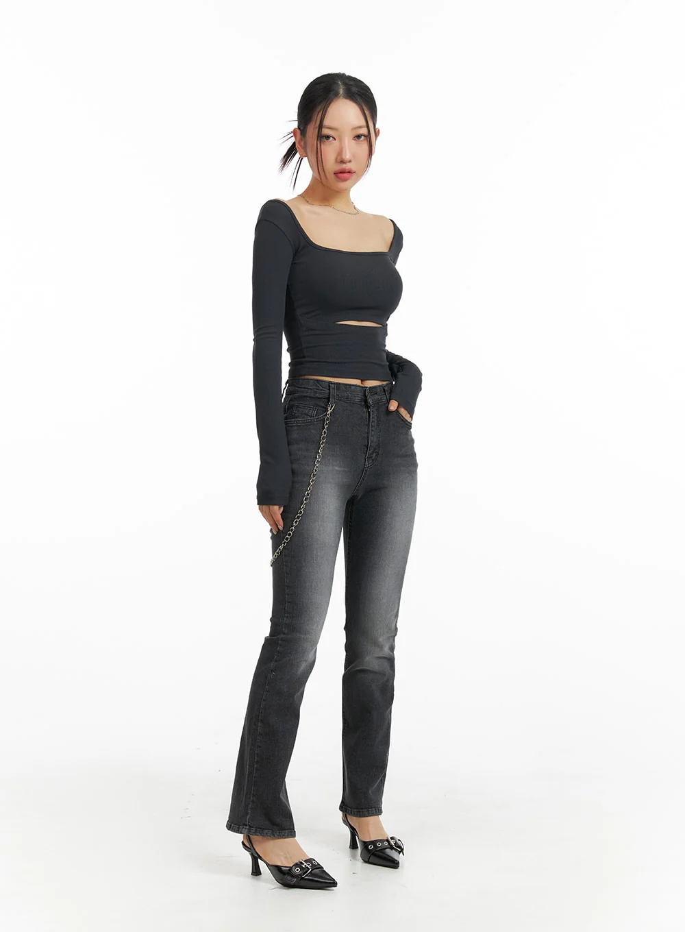 Square Neck Cut Out Crop Top IM405 - Image 5