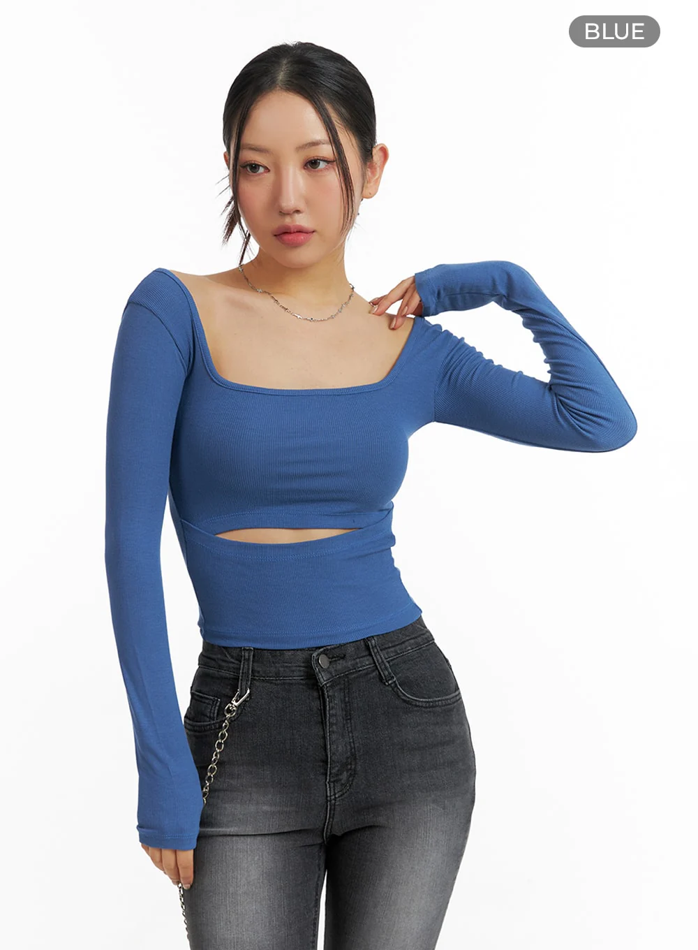 Square Neck Cut Out Crop Top IM405 - Image 9
