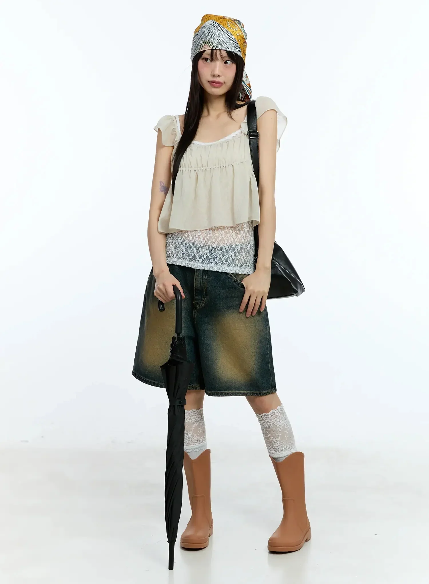 Square Neck Flared Crop Top IU523 - Image 15