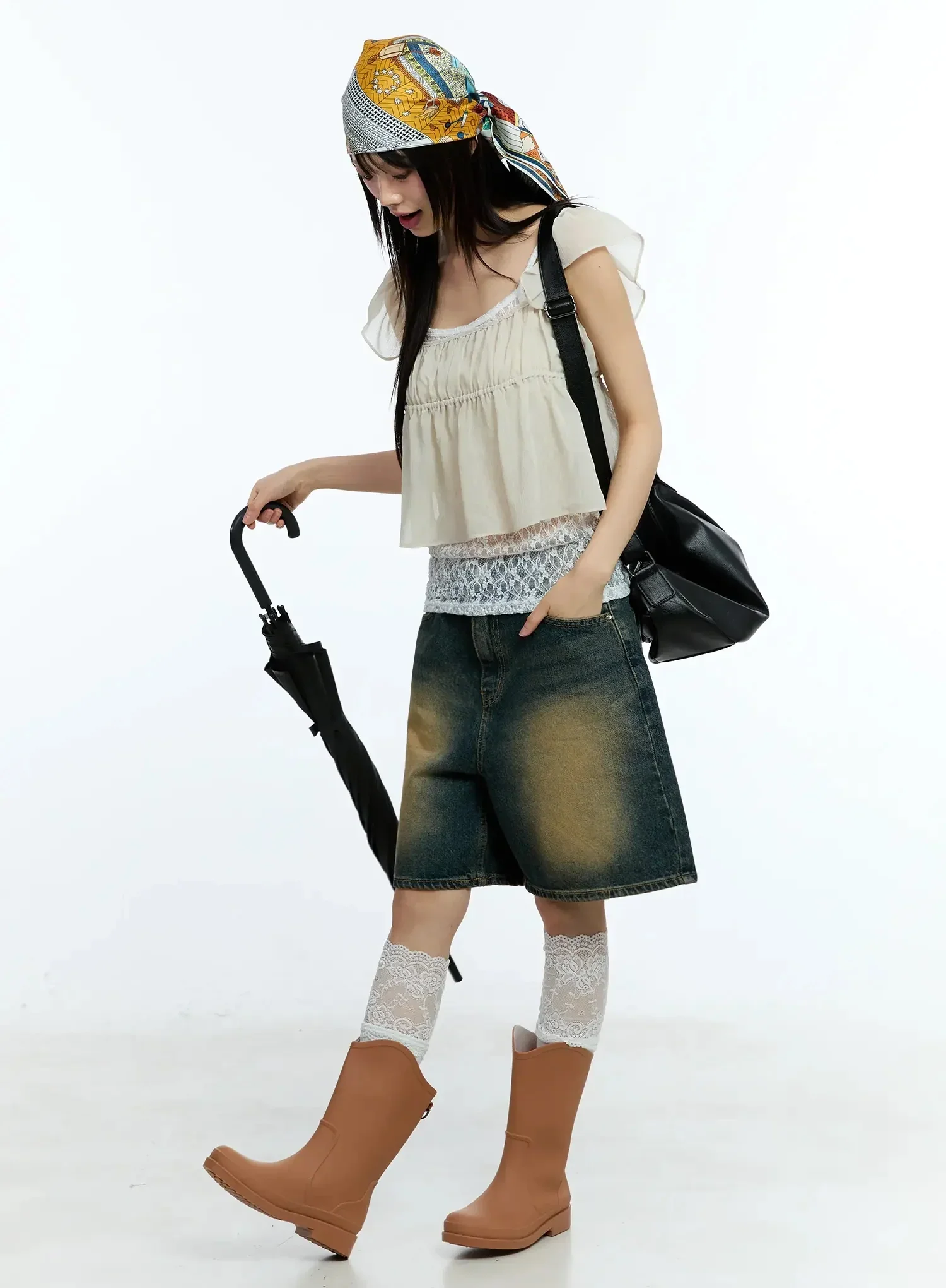 Square Neck Flared Crop Top IU523 - Image 2