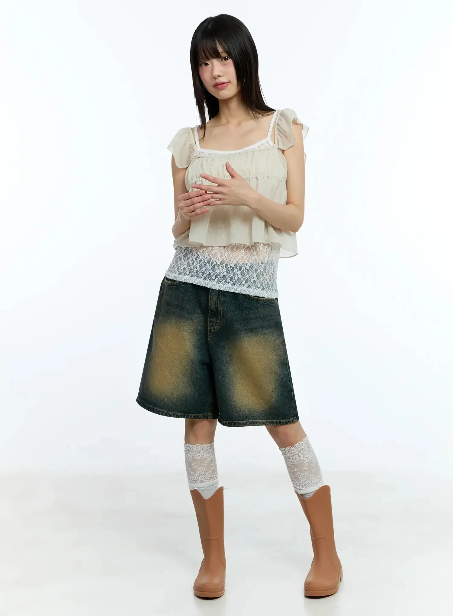 Square Neck Flared Crop Top IU523 - Image 5