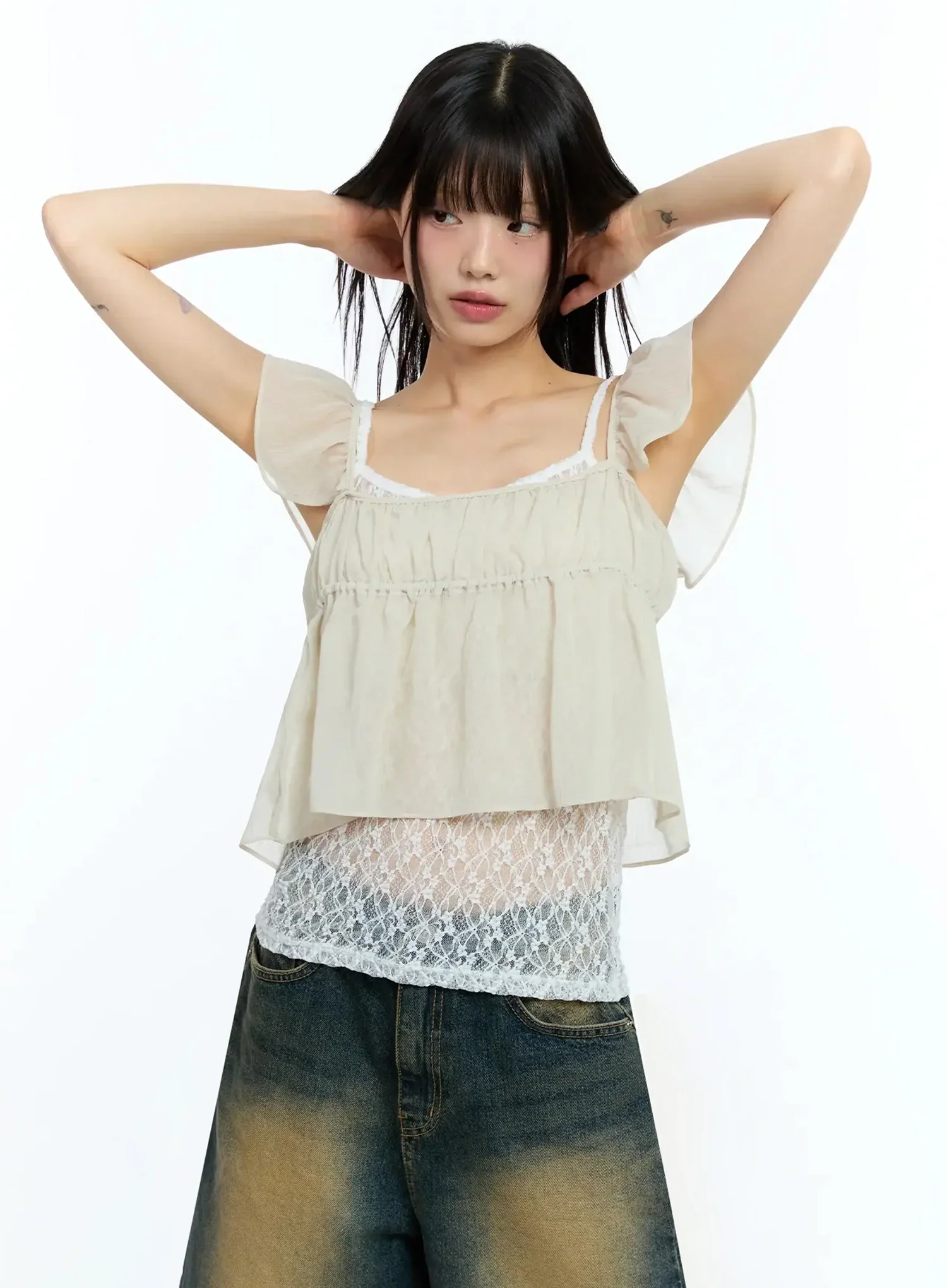 Square Neck Flared Crop Top IU523 - Image 7
