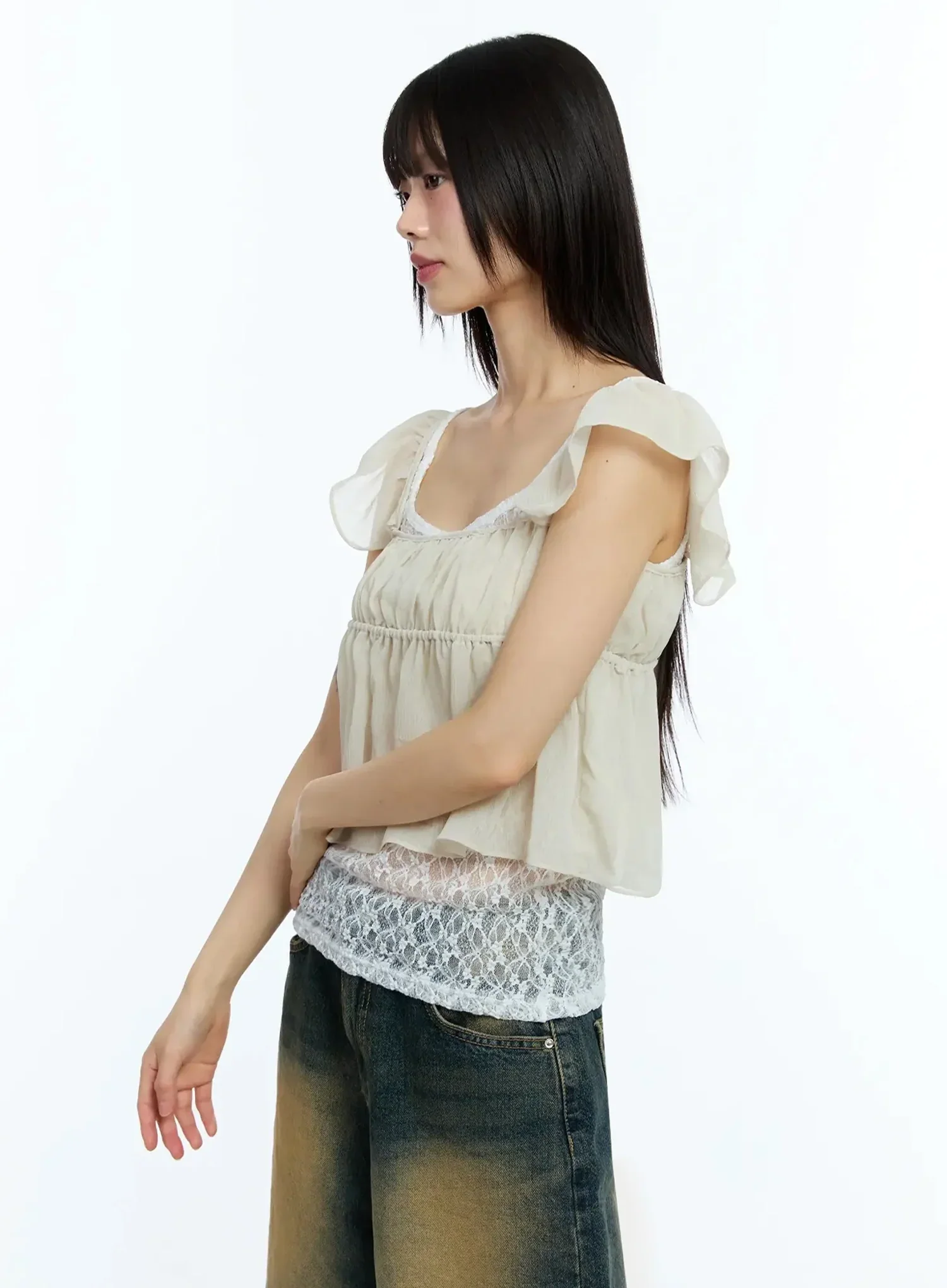 Square Neck Flared Crop Top IU523 - Image 8