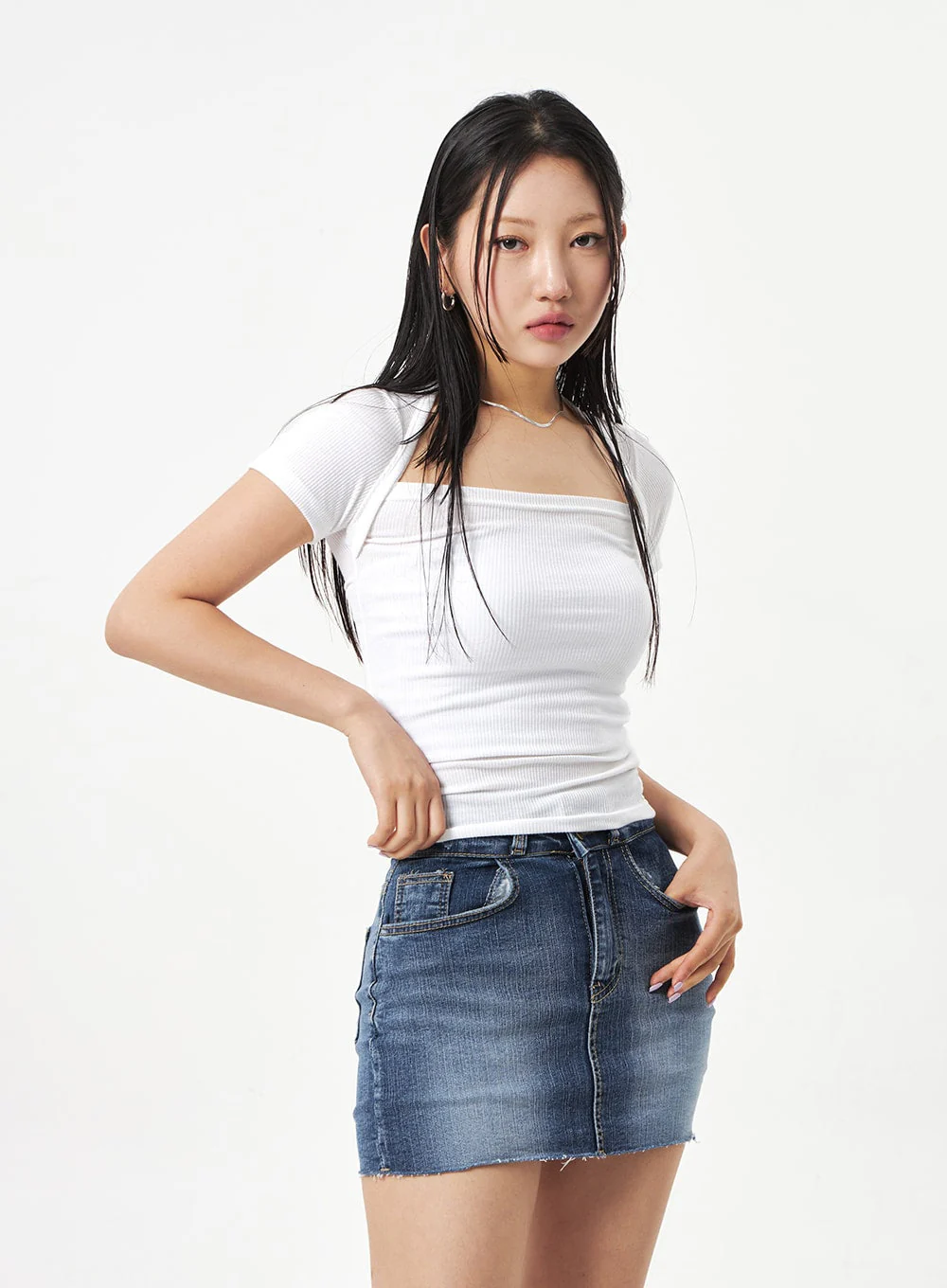 Square Neck Knit Tee CA320 - Image 5