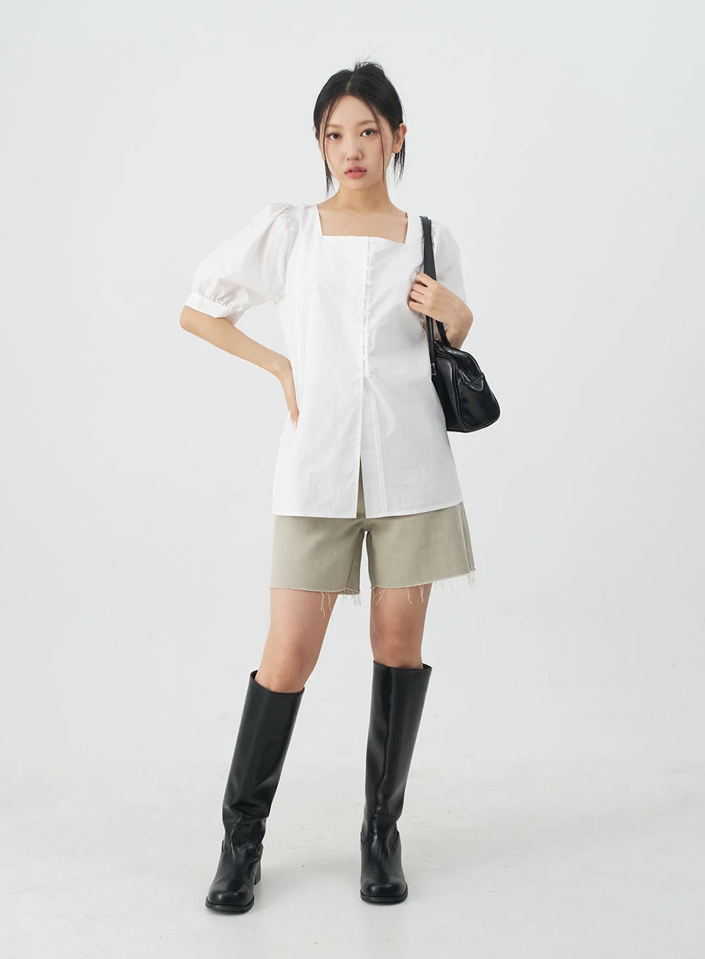 Square Neck Short Sleeve Blouse CY27 - Image 5