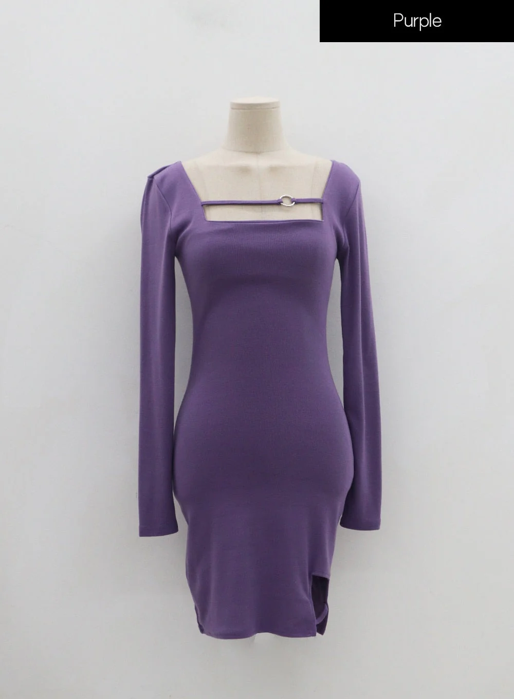 Square Neck Silver Color Hoop Mini Dress IN22 - Image 18