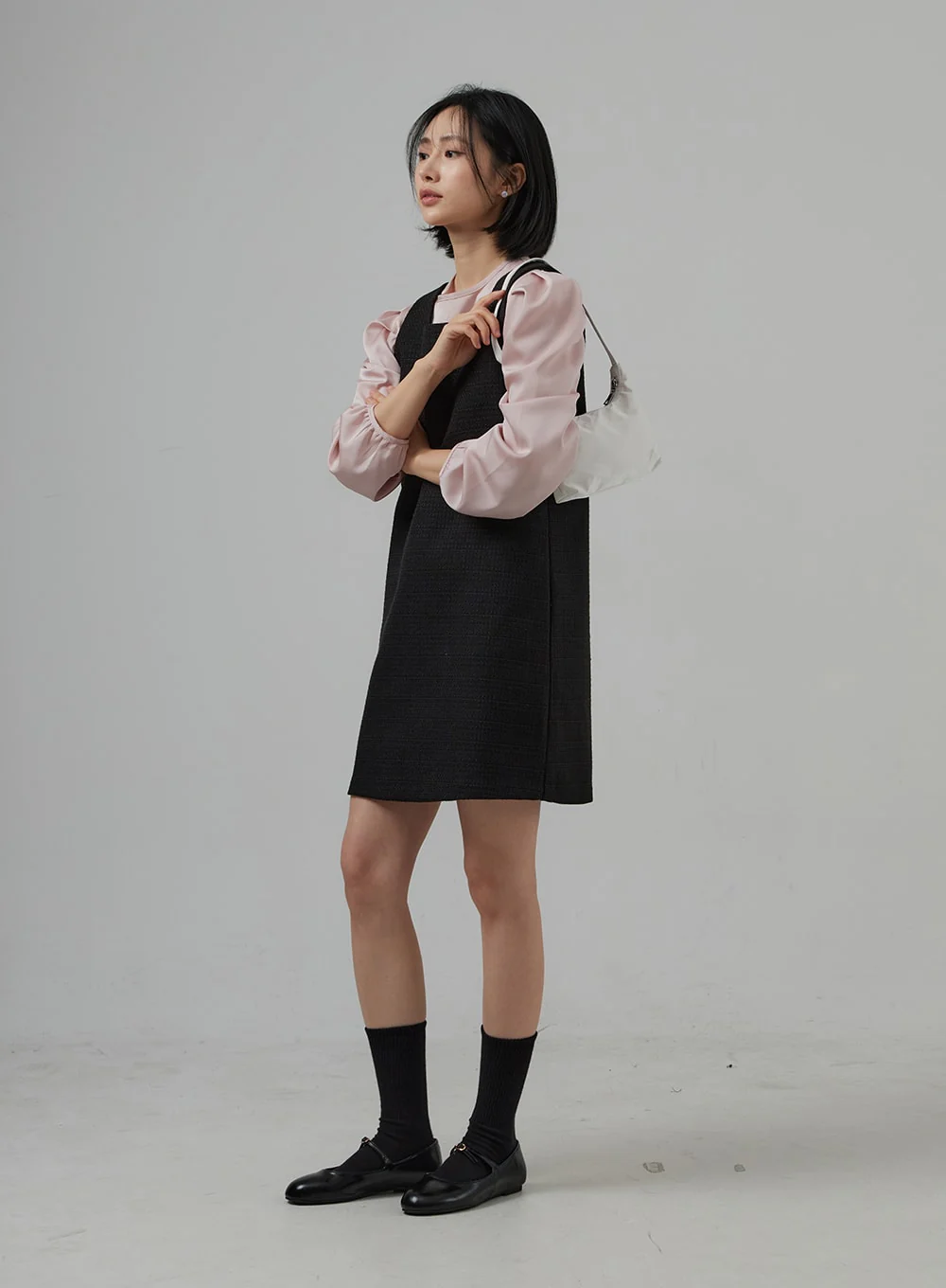 Square Neck Sleeveless Tweed Mini Dress OD29 - Image 2