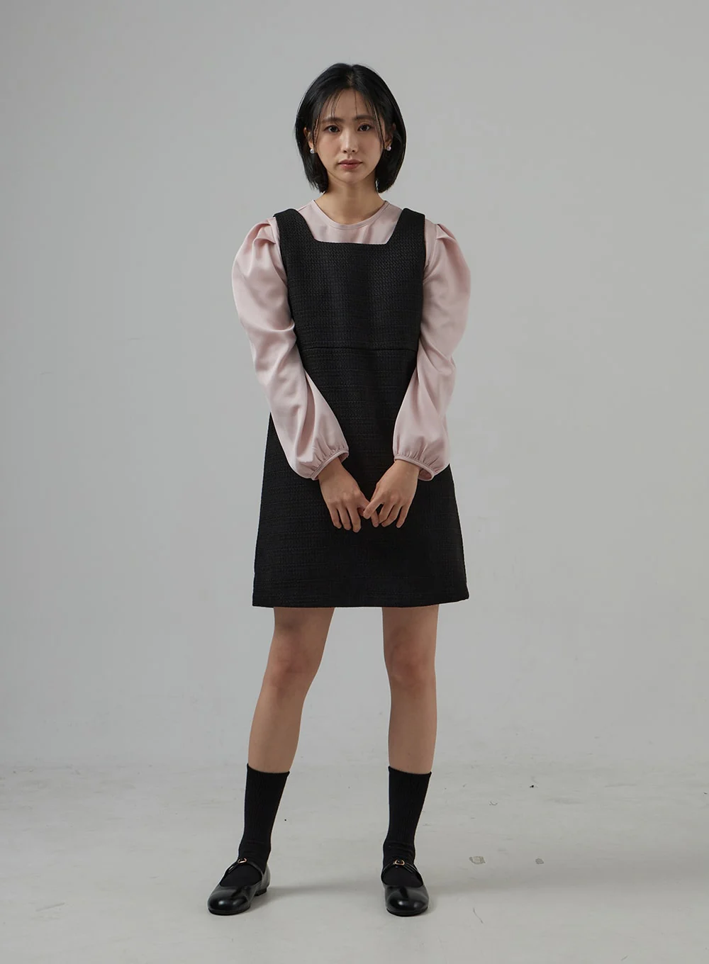 Square Neck Sleeveless Tweed Mini Dress OD29 - Image 4
