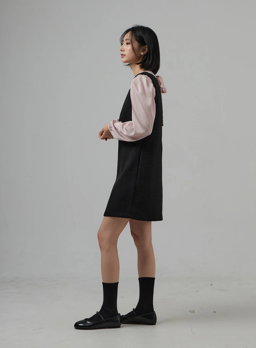 Square Neck Sleeveless Tweed Mini Dress OD29 - Image 5