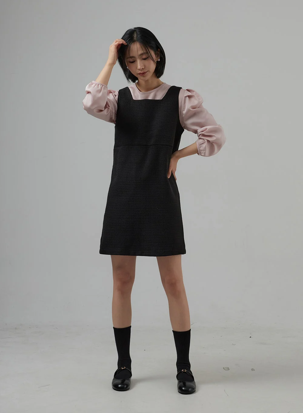 Square Neck Sleeveless Tweed Mini Dress OD29 - Image 7