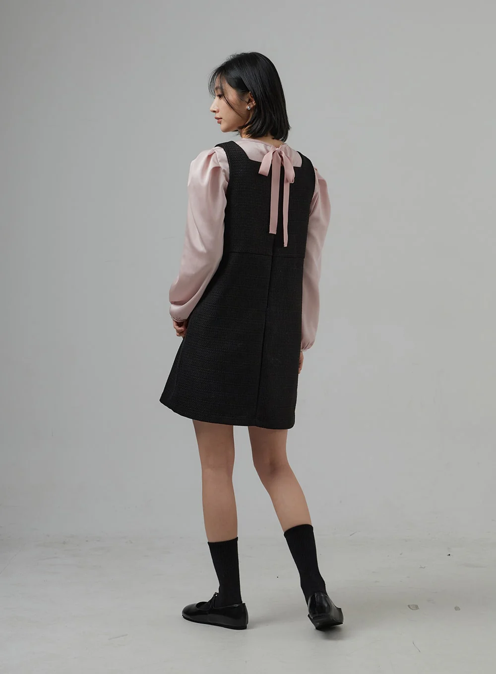 Square Neck Sleeveless Tweed Mini Dress OD29 - Image 8