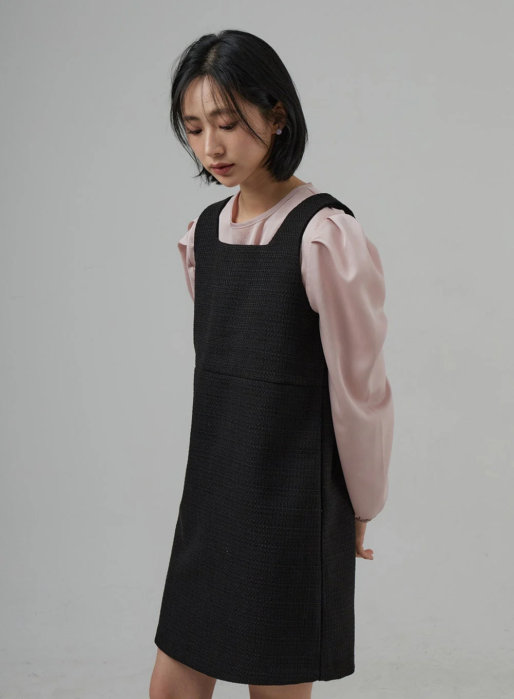 Square Neck Sleeveless Tweed Mini Dress OD29 - Image 9