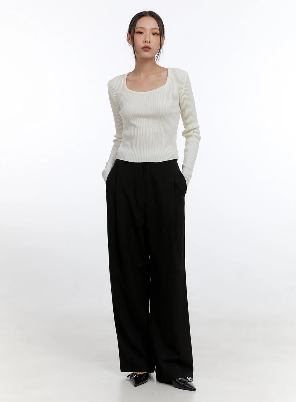 Square-Neck Solid Crop Top CN401 - Image 2