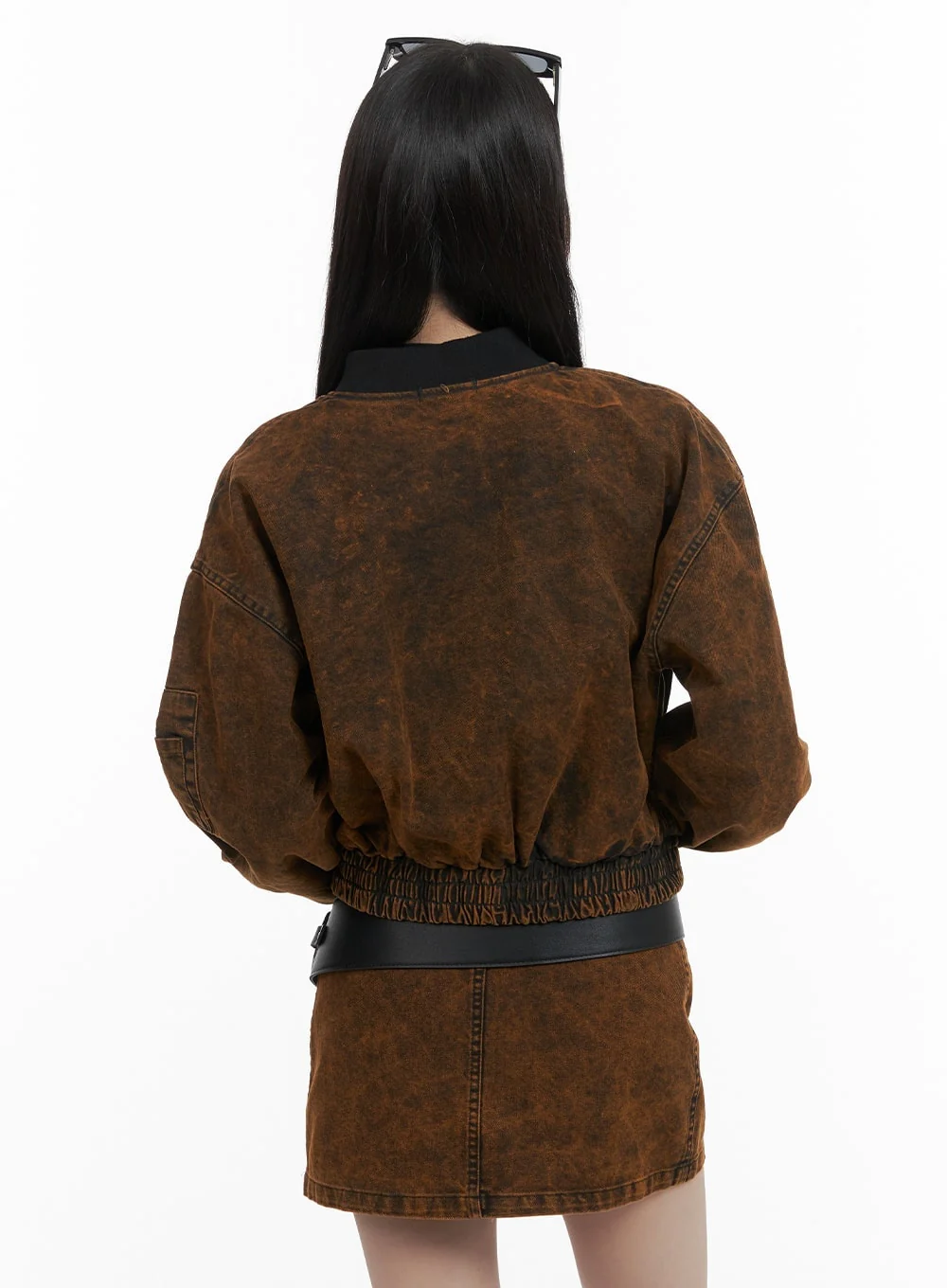Stand Collar Solid Denim Jacket CA402 - Image 7