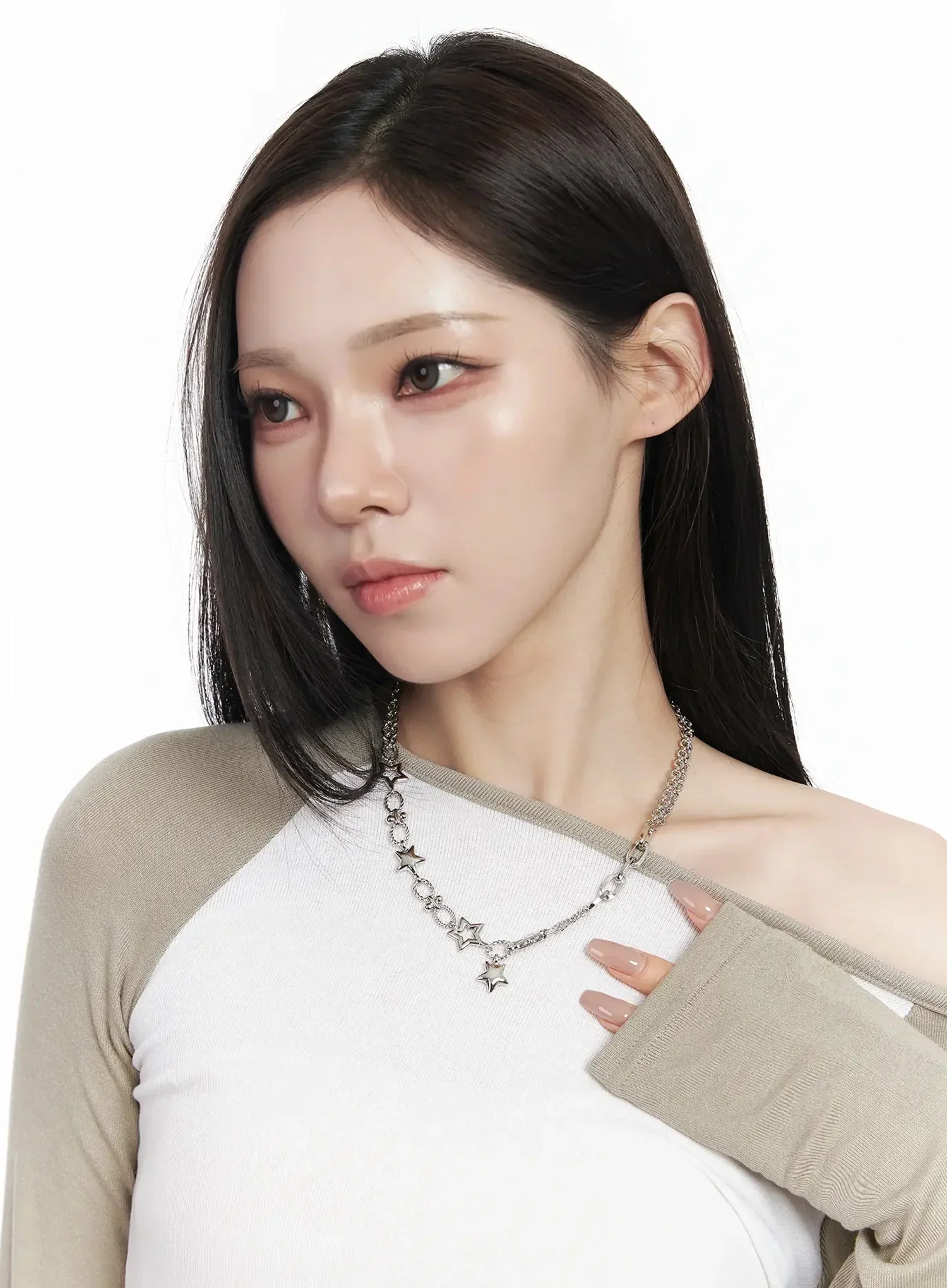 Star Chain Link Necklace IJ528 - Image 2