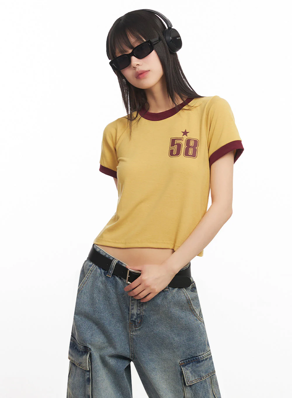 Star Number Graphic Crop Top IY502
