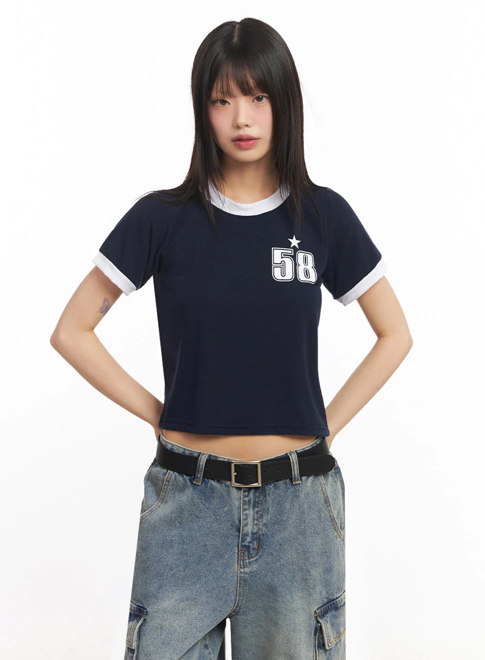 Star Number Graphic Crop Top IY502 - Image 17