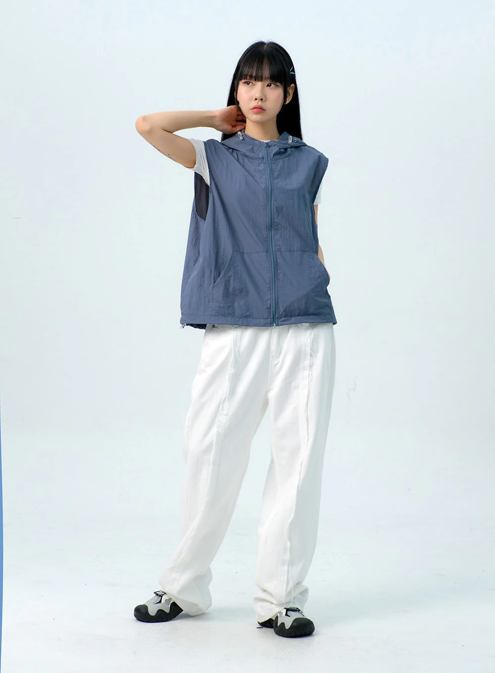 Stitch Detail Wide Fit Pants IG313 - Image 3