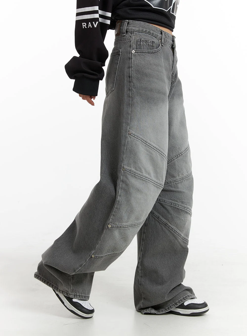 Stitch Detail Wide Leg Jeans CM419 - Image 3