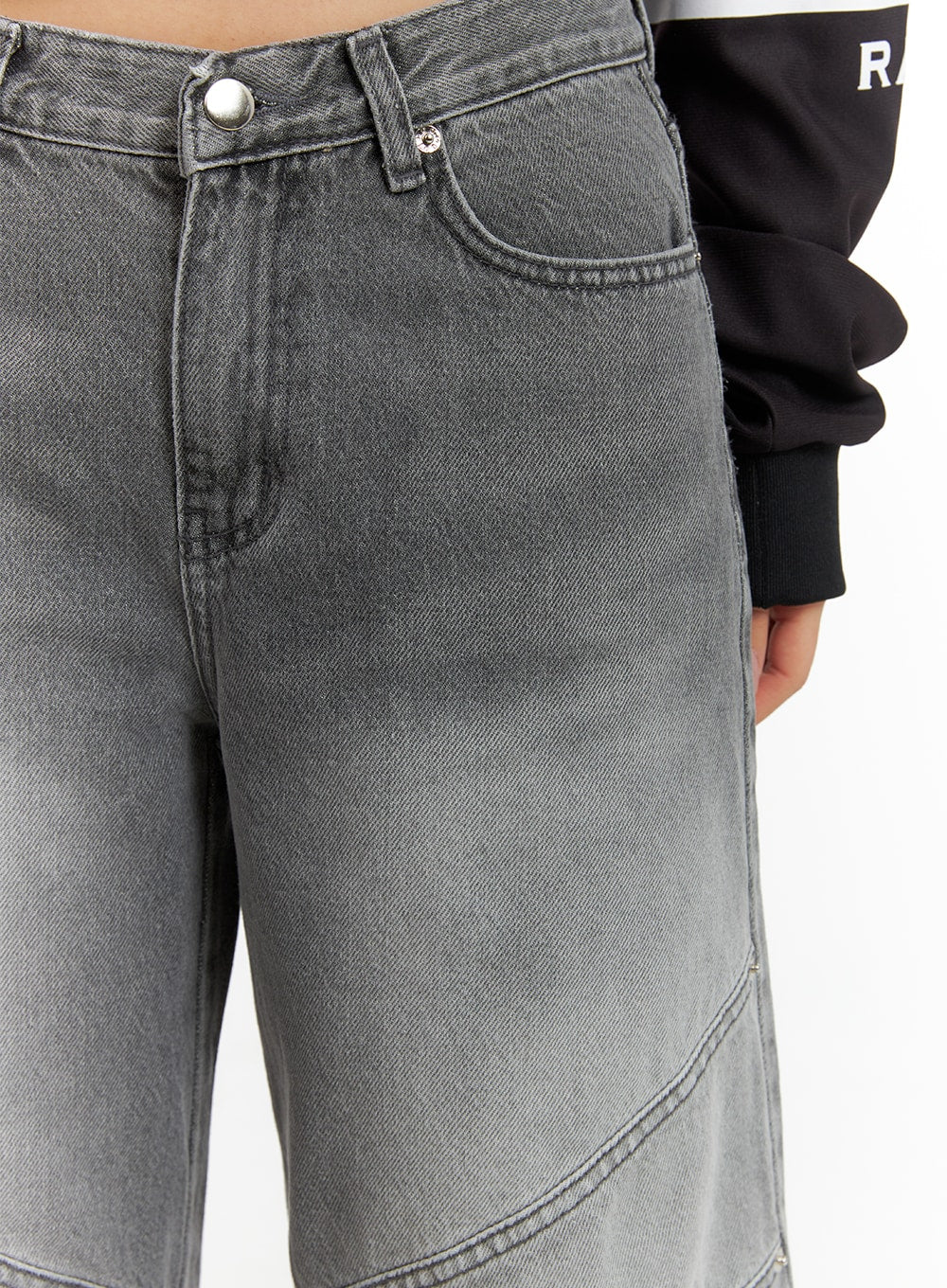 Stitch Detail Wide Leg Jeans CM419 - Image 5