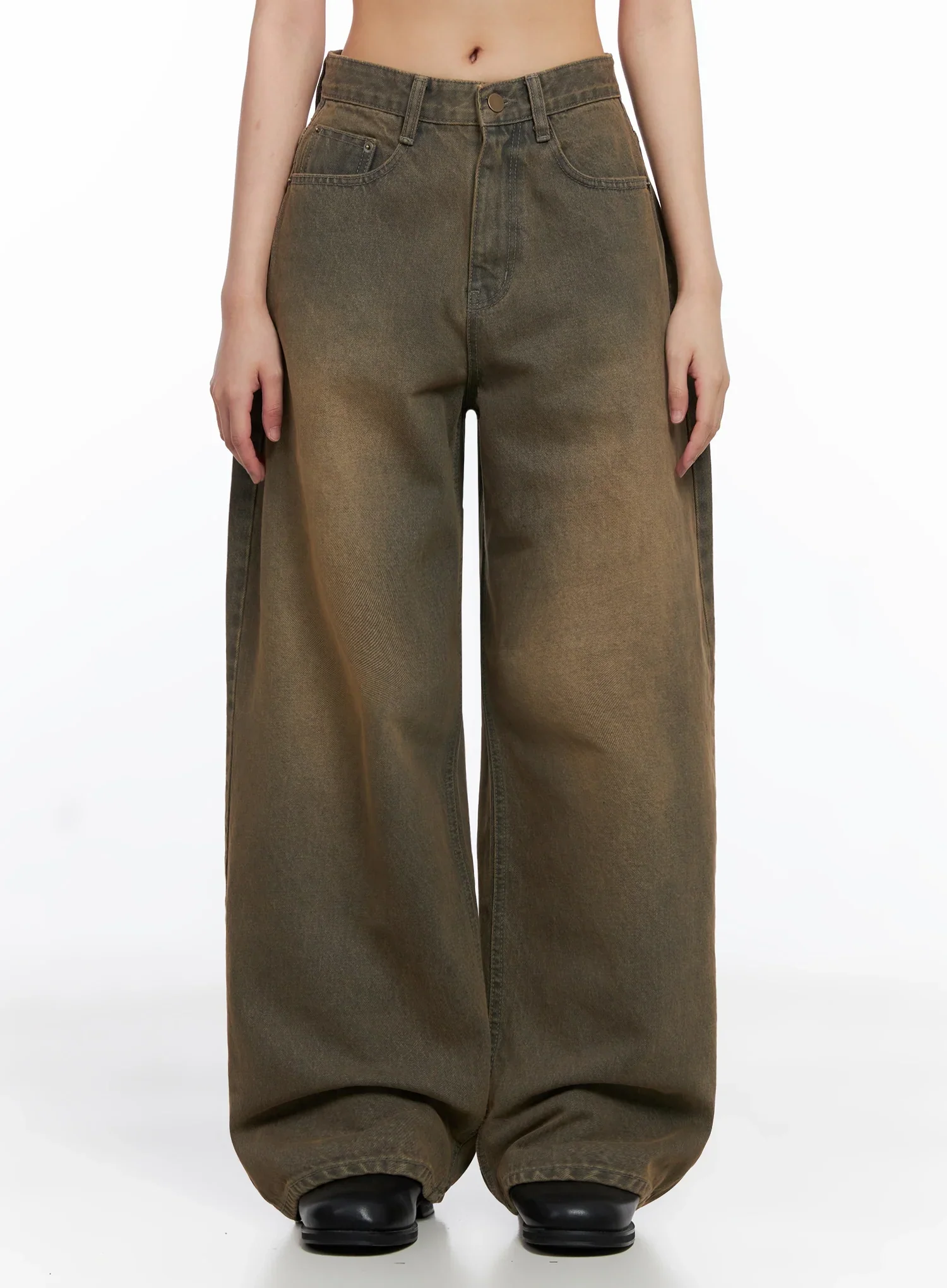 [STR] Mirren Brown Washed Baggy Jeans IS525