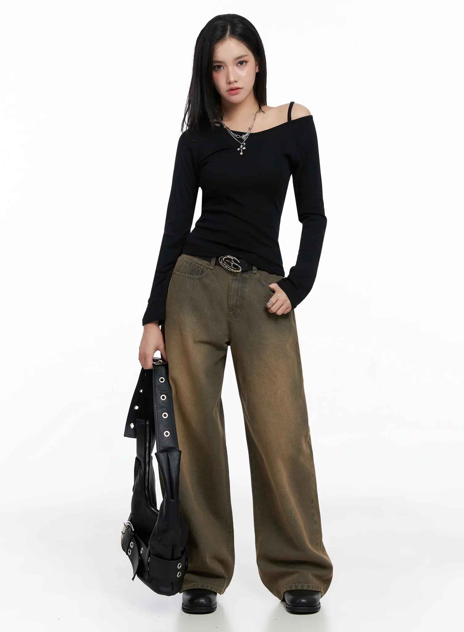 [STR] Mirren Brown Washed Baggy Jeans IS525 - Image 14