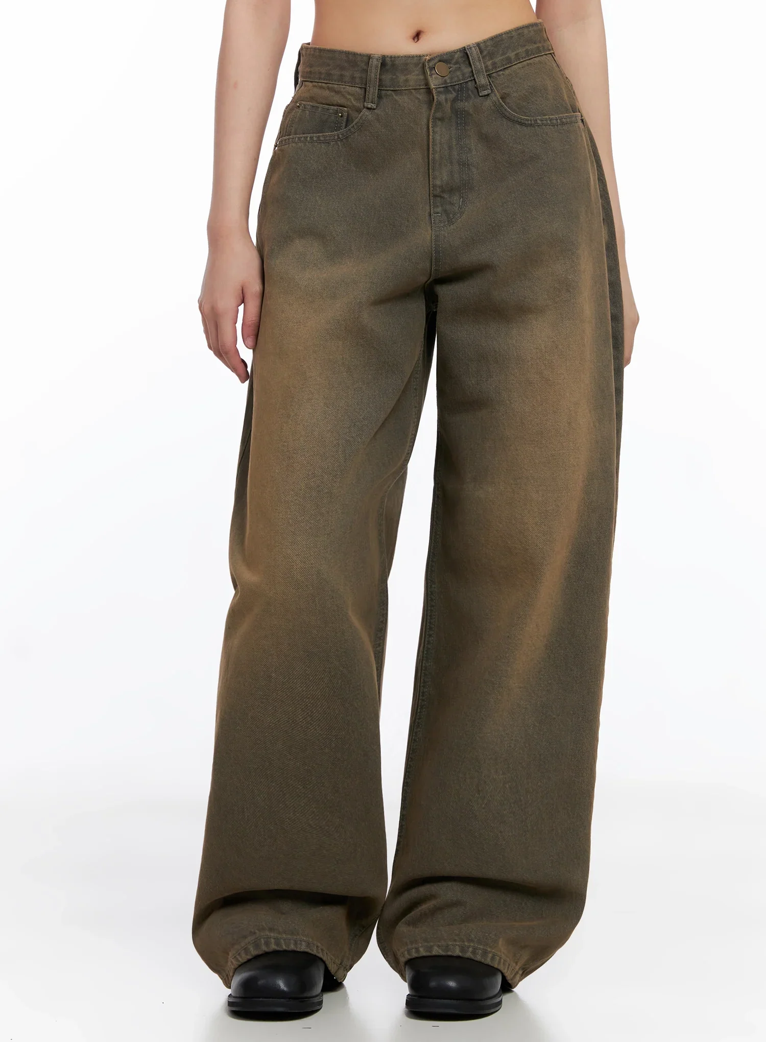 [STR] Mirren Brown Washed Baggy Jeans IS525 - Image 6