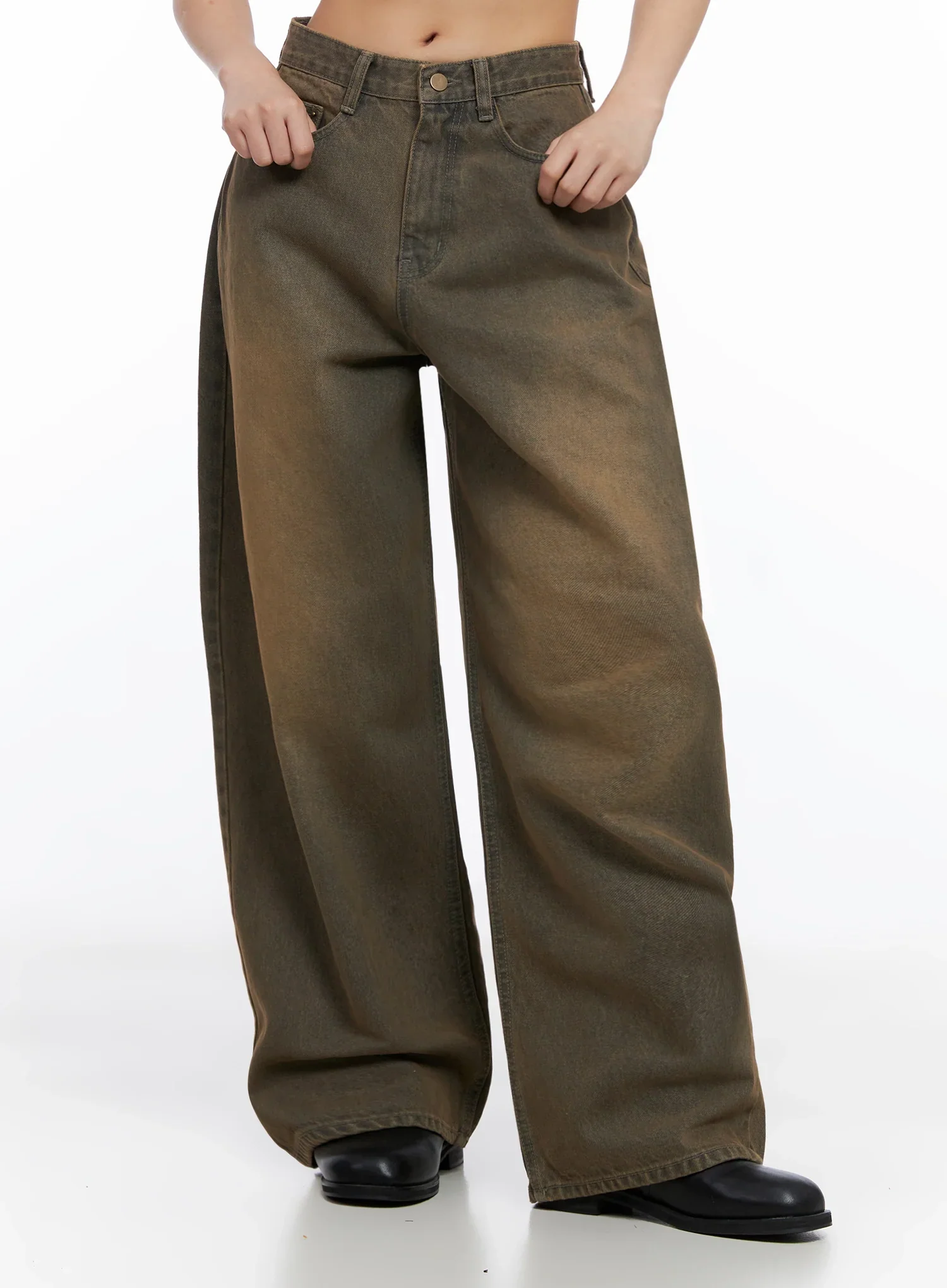 [STR] Mirren Brown Washed Baggy Jeans IS525 - Image 8