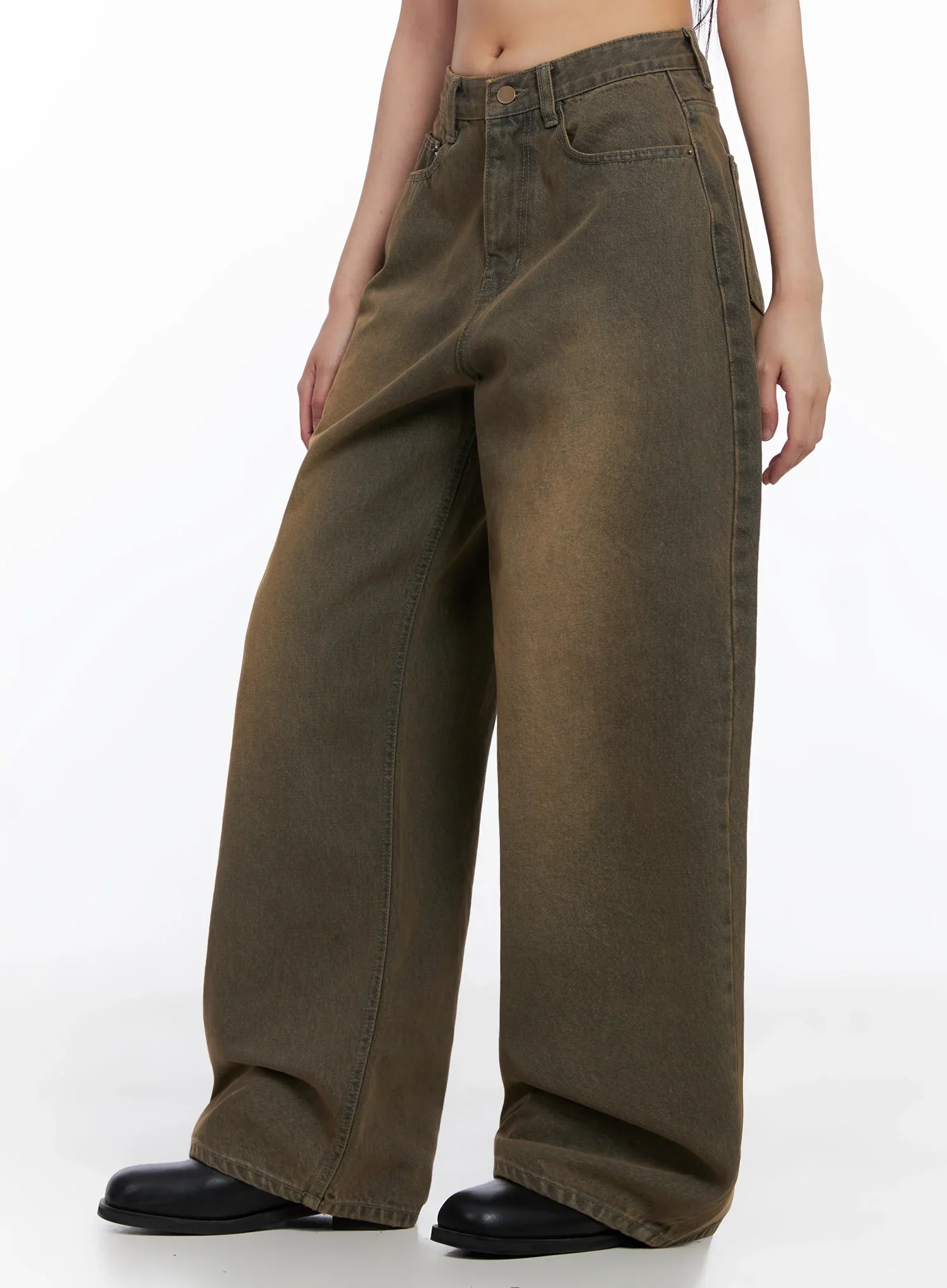 [STR] Mirren Brown Washed Baggy Jeans IS525 - Image 9
