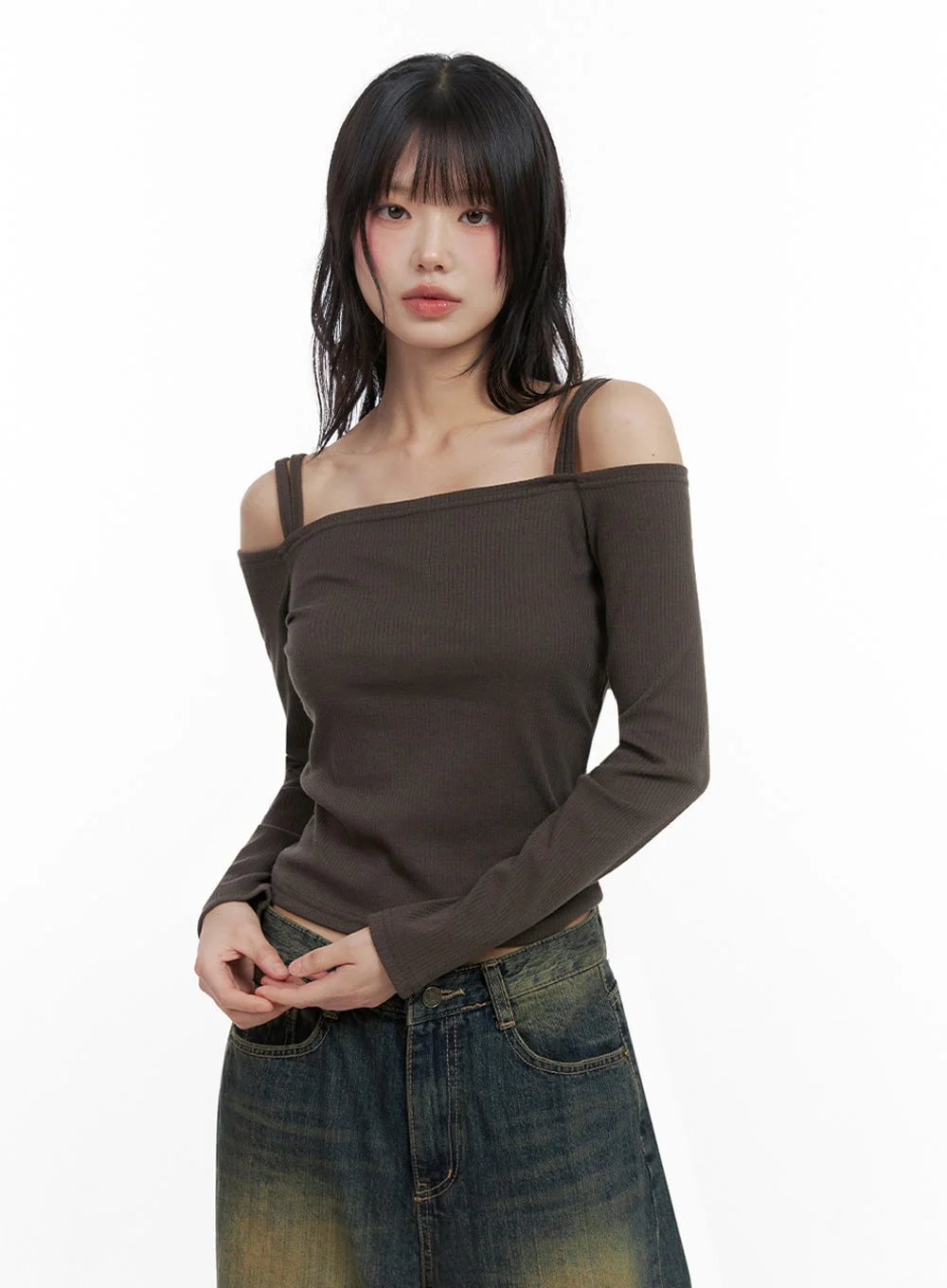 Strap Off-Shoulder Crop Top IO430 - Image 5