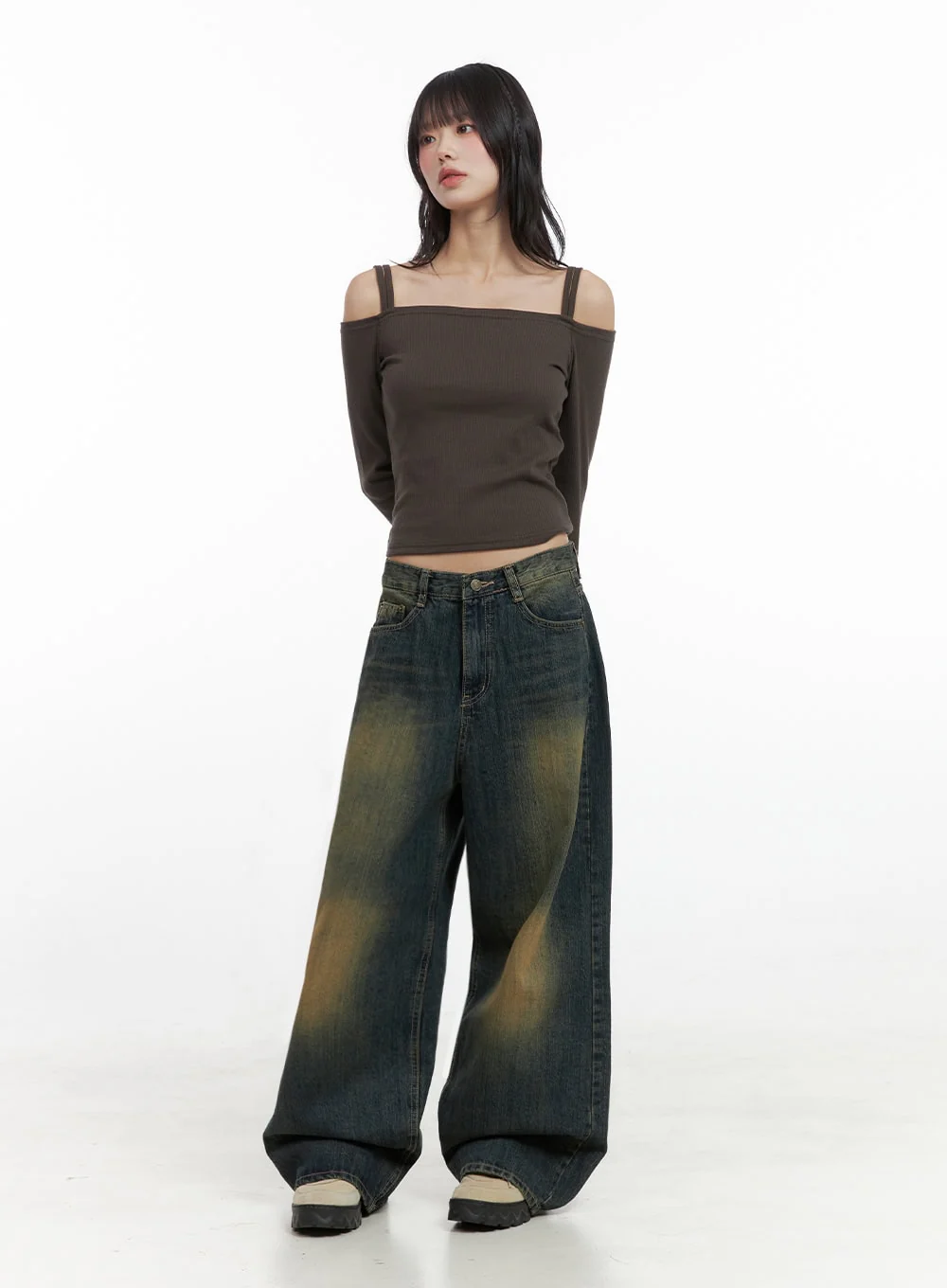 Strap Off-Shoulder Crop Top IO430 - Image 8