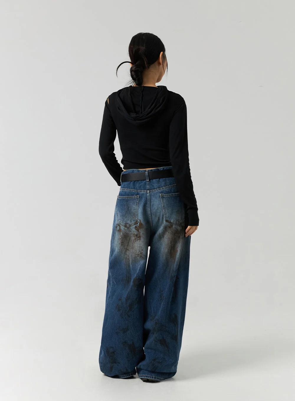 Street-Style Wide Fit Washed Jeans CO323 - Image 10