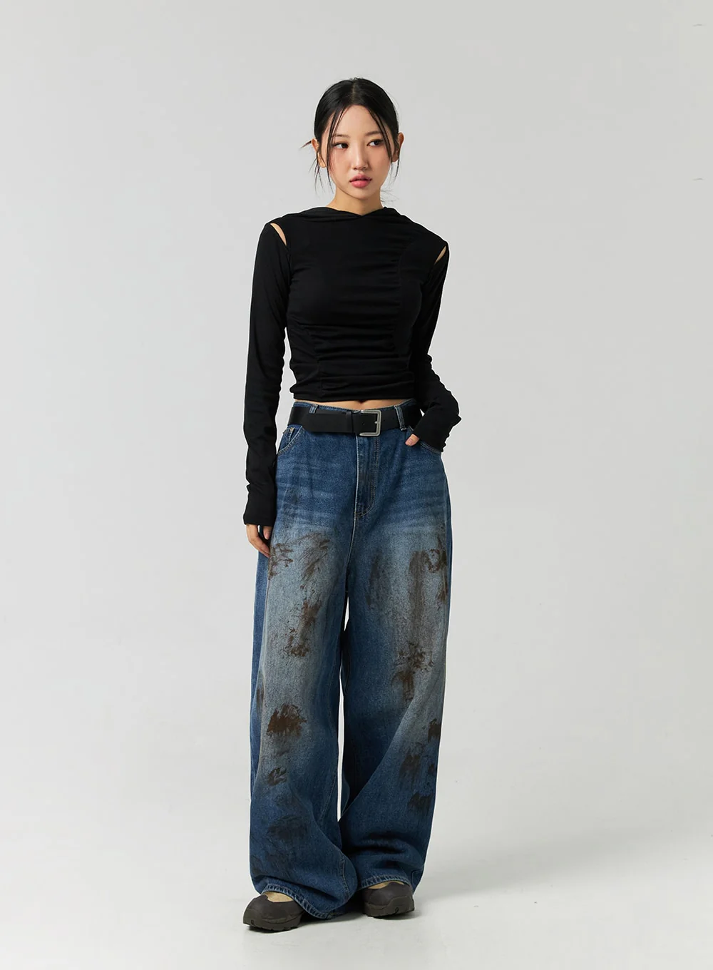 Street-Style Wide Fit Washed Jeans CO323 - Image 8