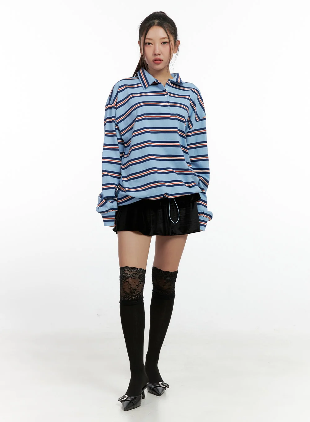 Stripe Buttoned Collar TShirt CN412 - Image 7