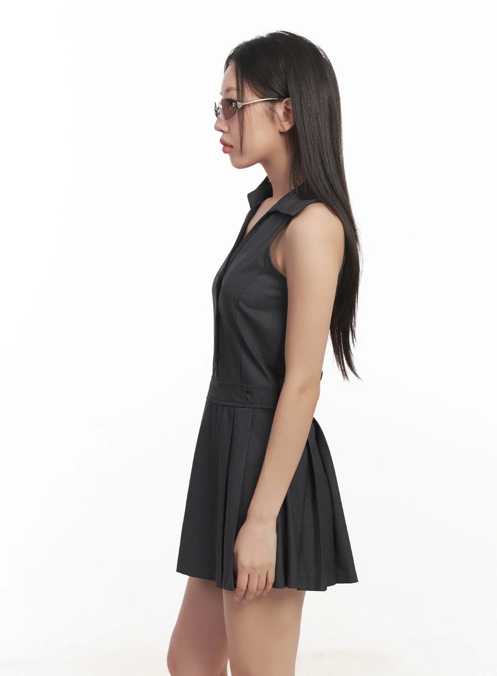 Stripe Pleated Halter Neck Dress CA518 - Image 3