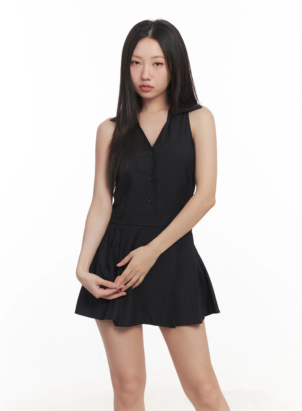 Stripe Pleated Halter Neck Dress CA518 - Image 9