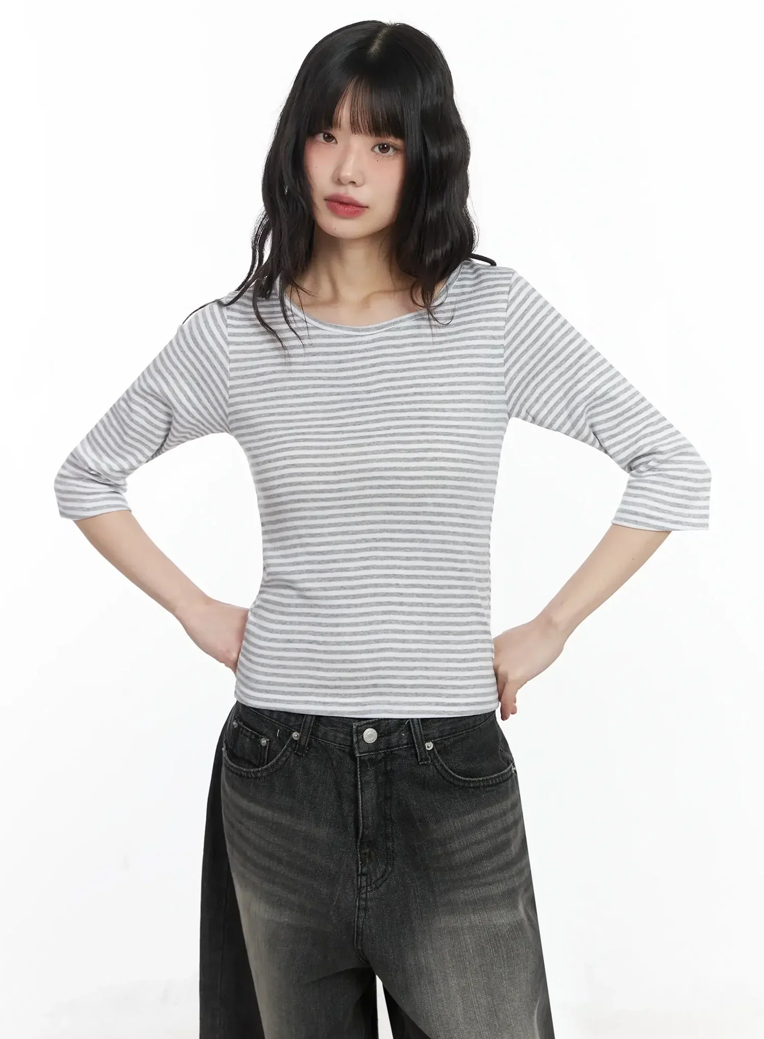 Striped 3/4 Sleeve Top IF505 - Image 2