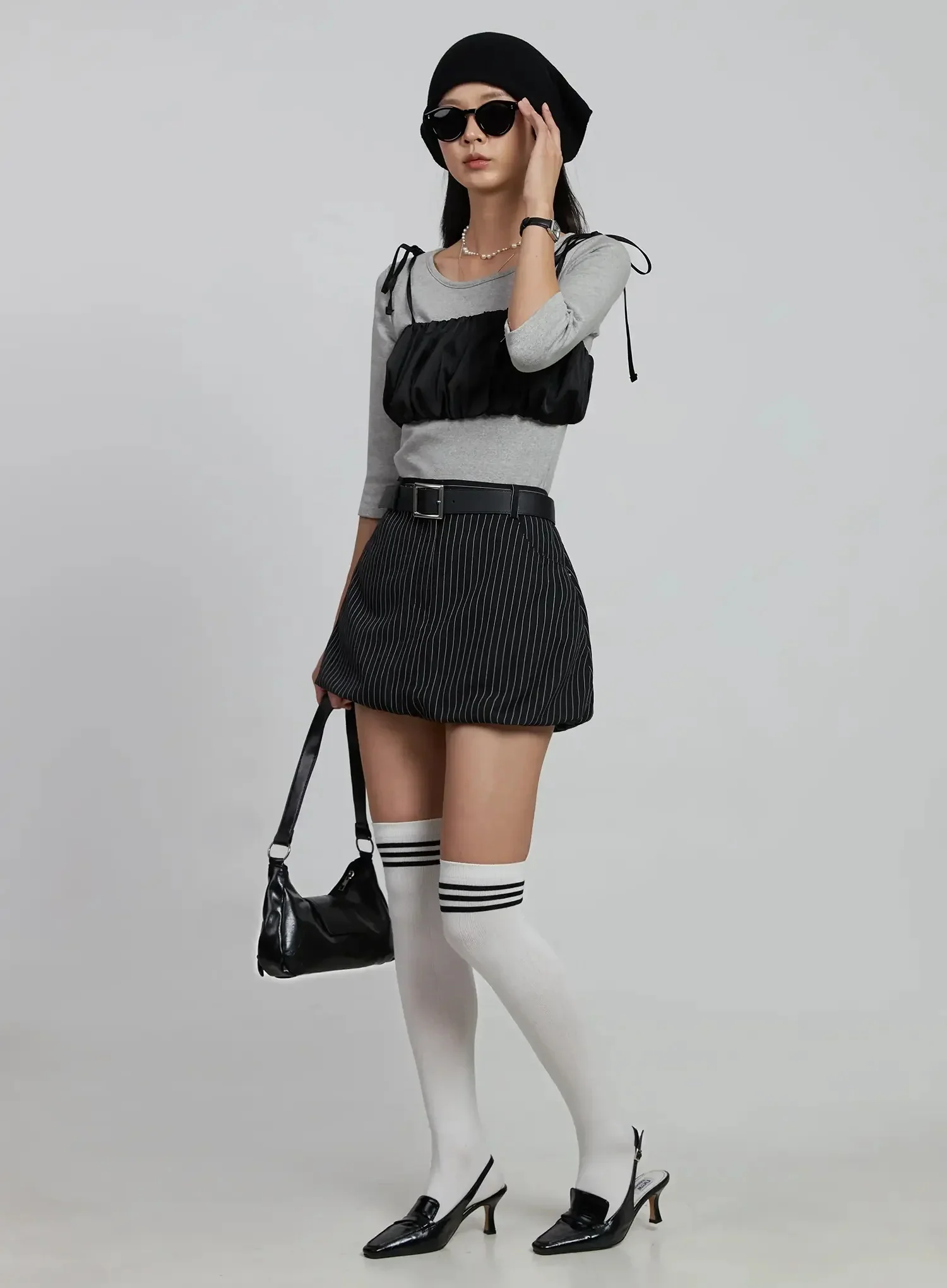 Striped Bubble Mini Skirt IM520 - Image 2