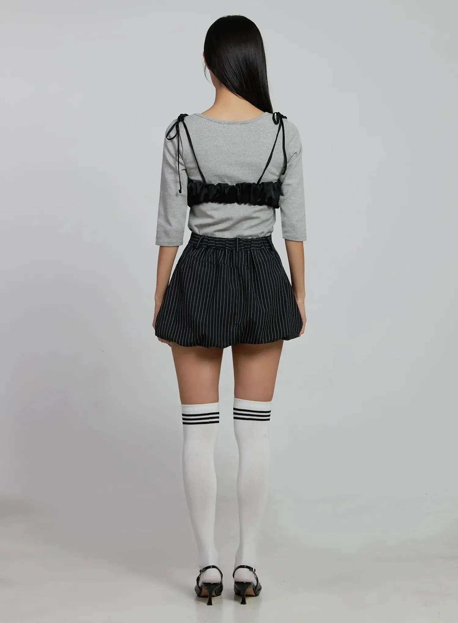 Striped Bubble Mini Skirt IM520 - Image 8