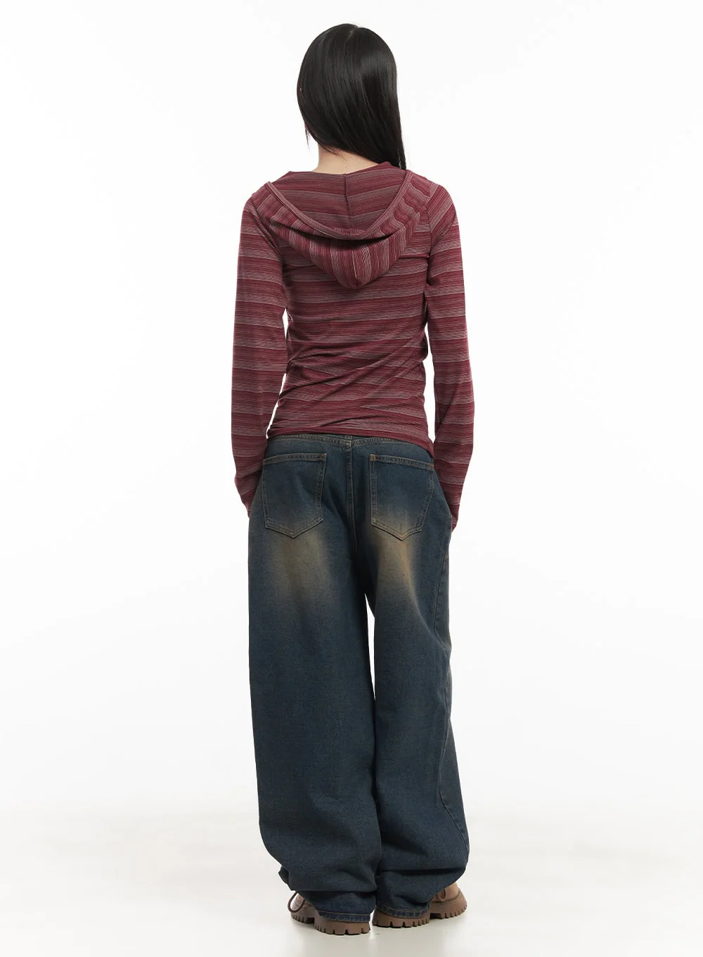 Striped Buttoned Slim-Fit Hoodie CF519 - Image 7