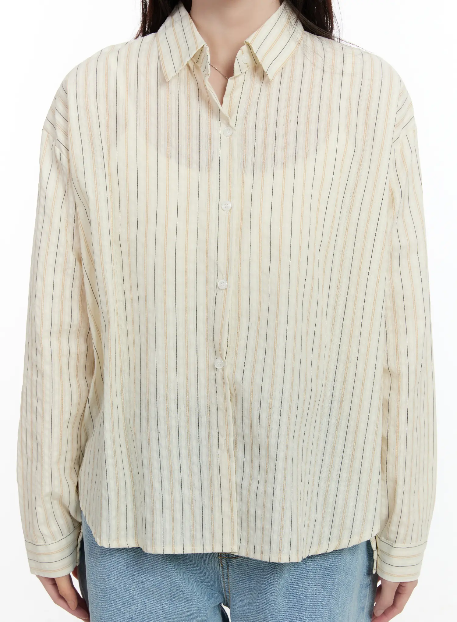 Striped Casual Long Sleeve Shirt CM510 - Image 4