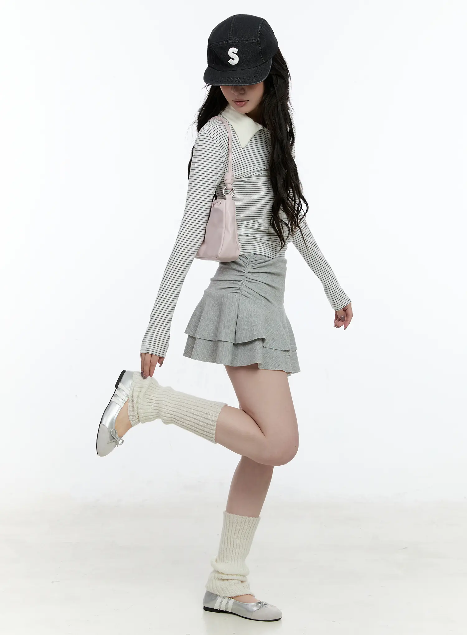 Striped Collar Long Sleeve Top CN517