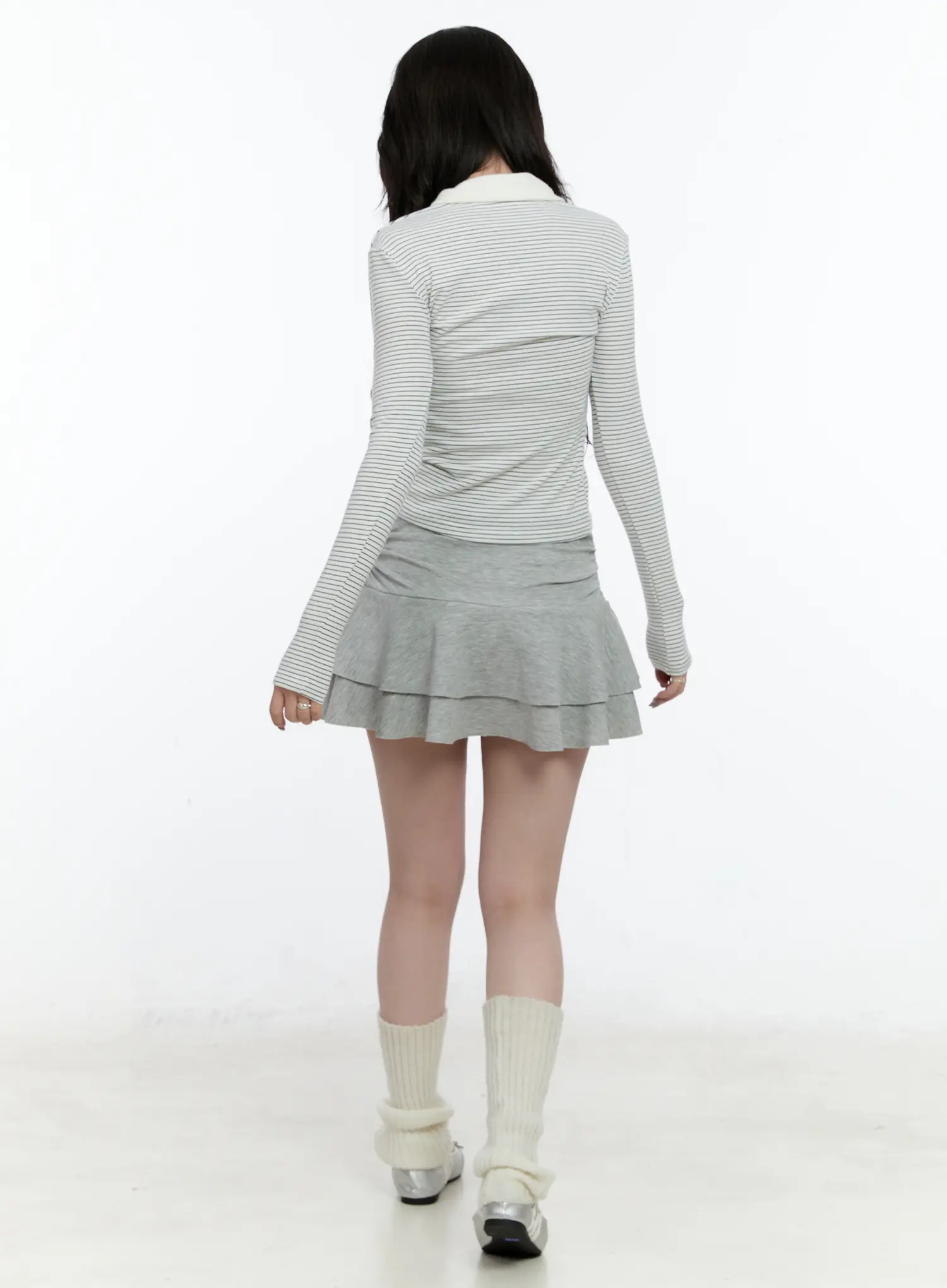 Striped Collar Long Sleeve Top CN517 - Image 5