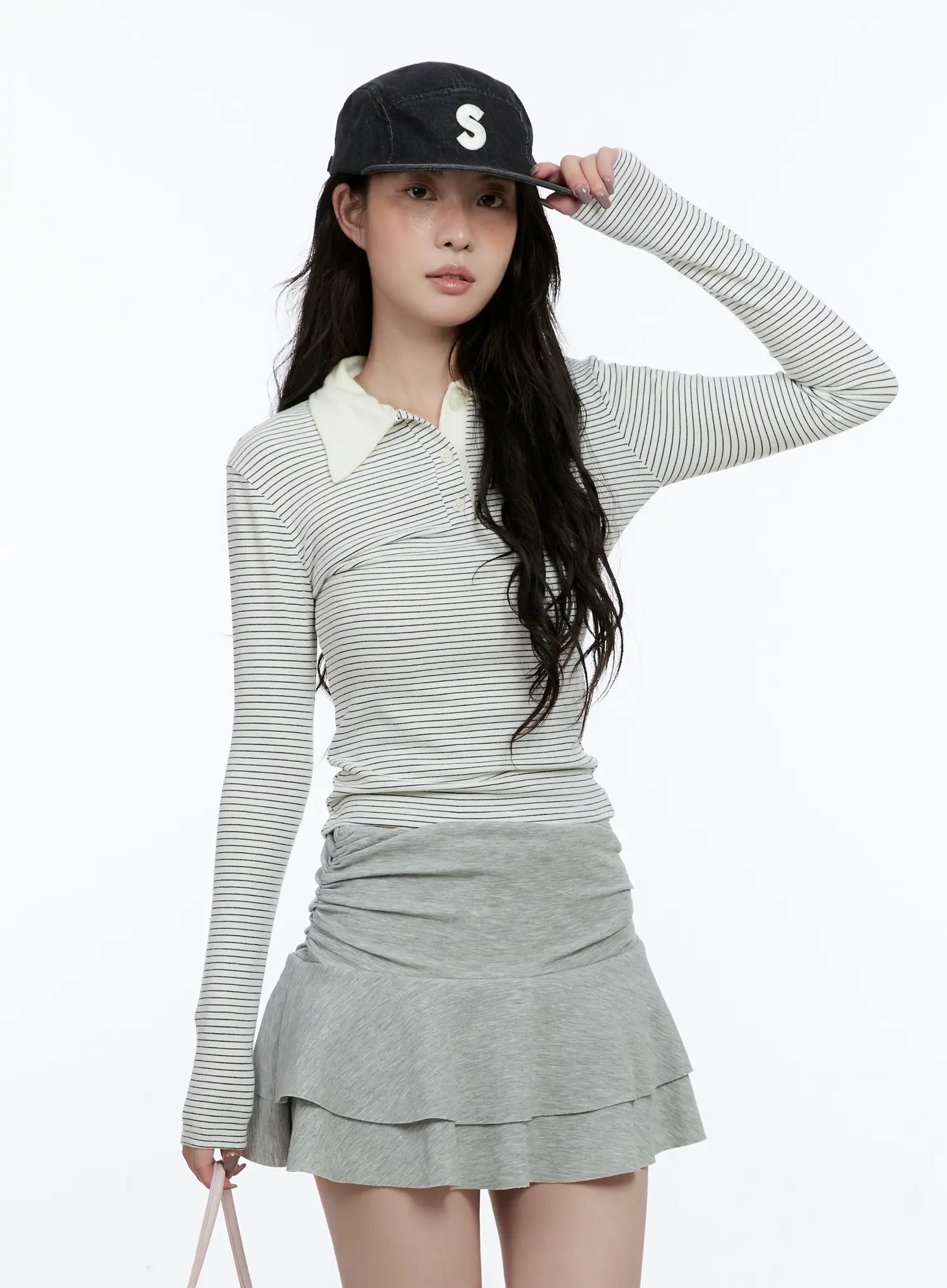 Striped Collar Long Sleeve Top CN517 - Image 8