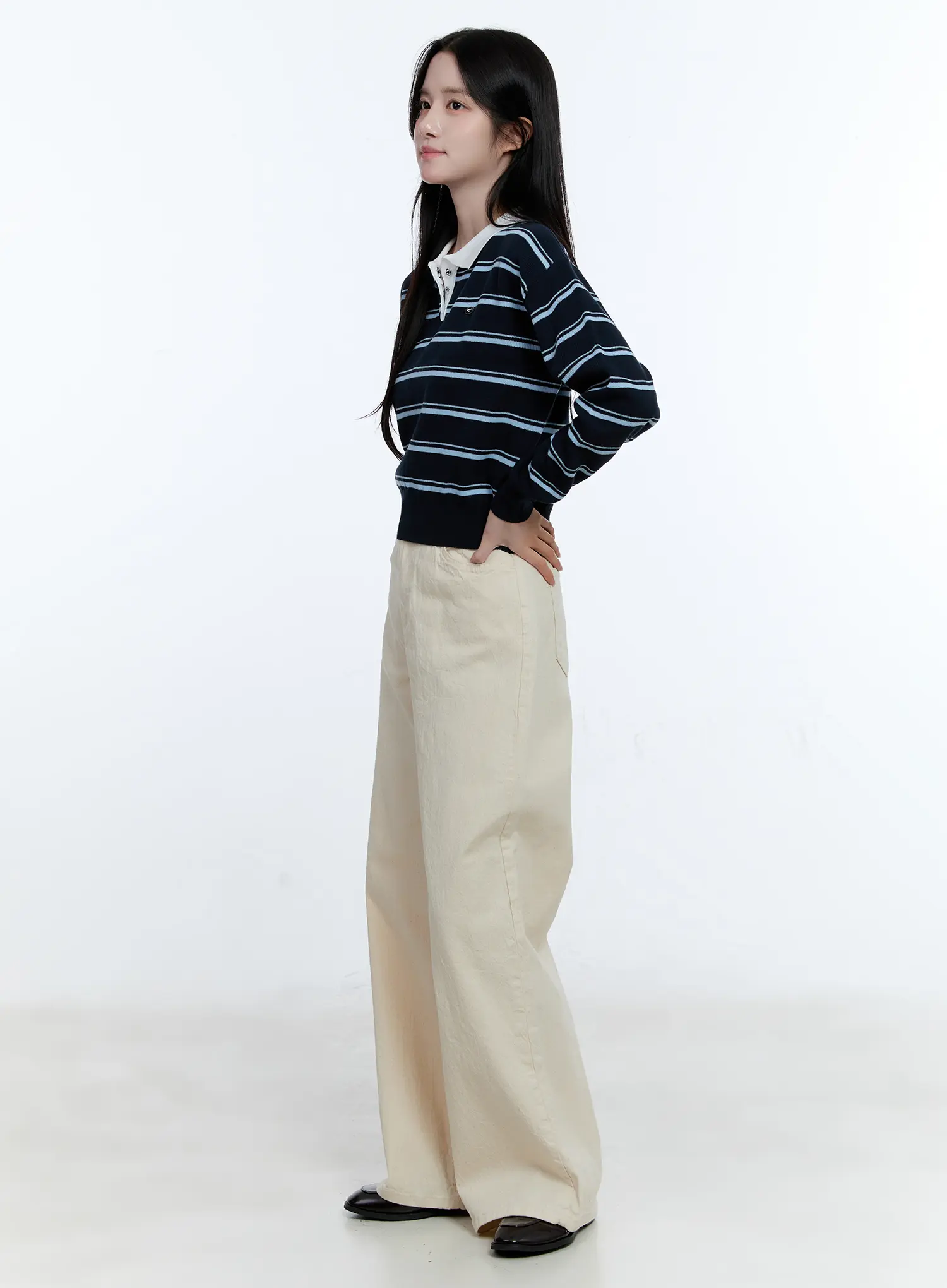 Striped Collared Long Sleeve Top CG513 - Image 4